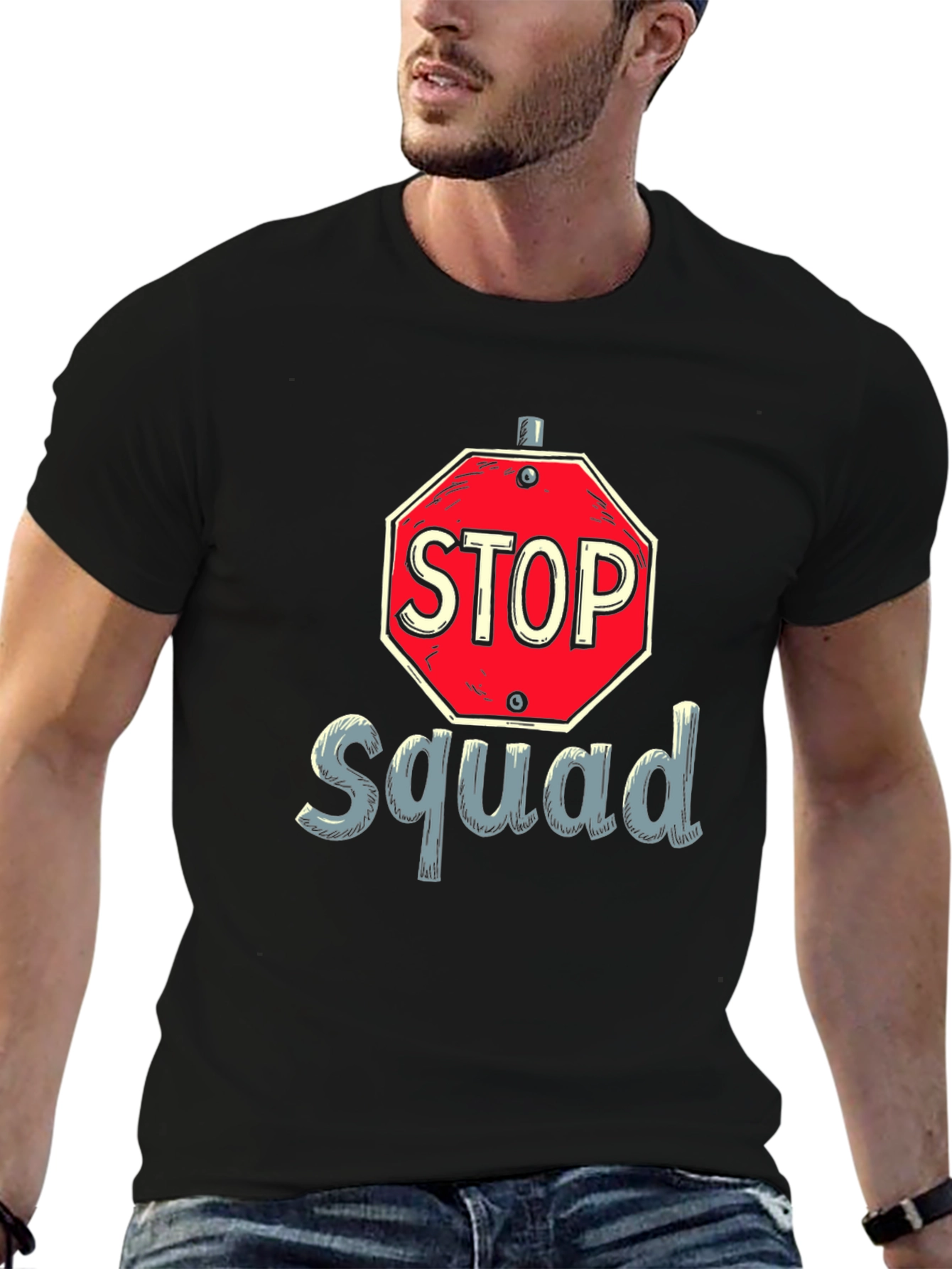 Black Stop Squad Graphic Tee - Men's Black T-Shirt view 6