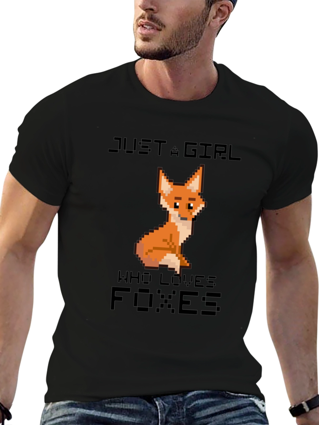 Black Just A Girl Who Loves Foxes T-Shirt view 6