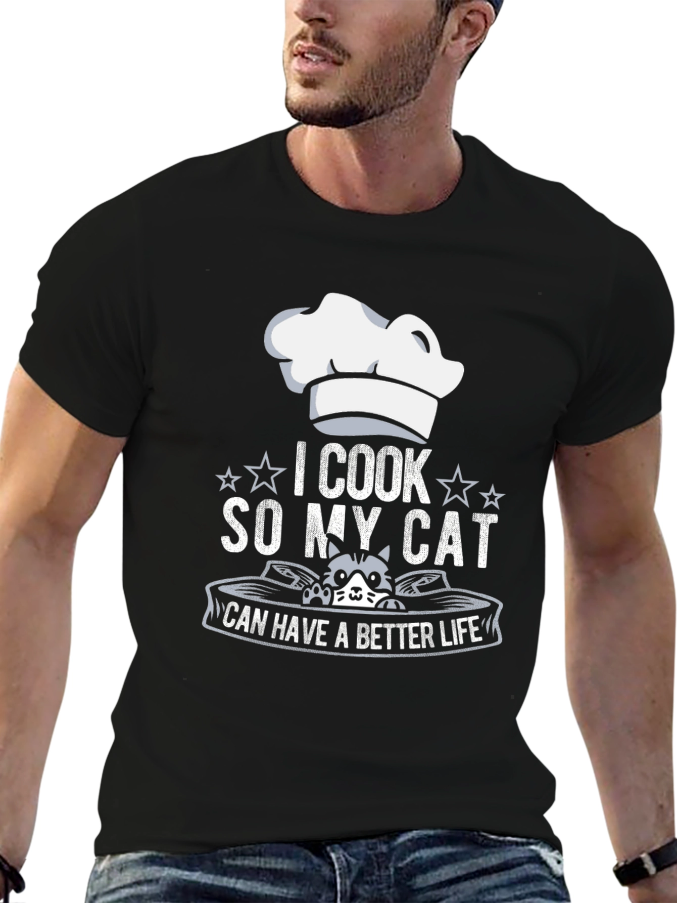 Black I Cook So My Cat Can Have A Better Life T-Shirt view 6