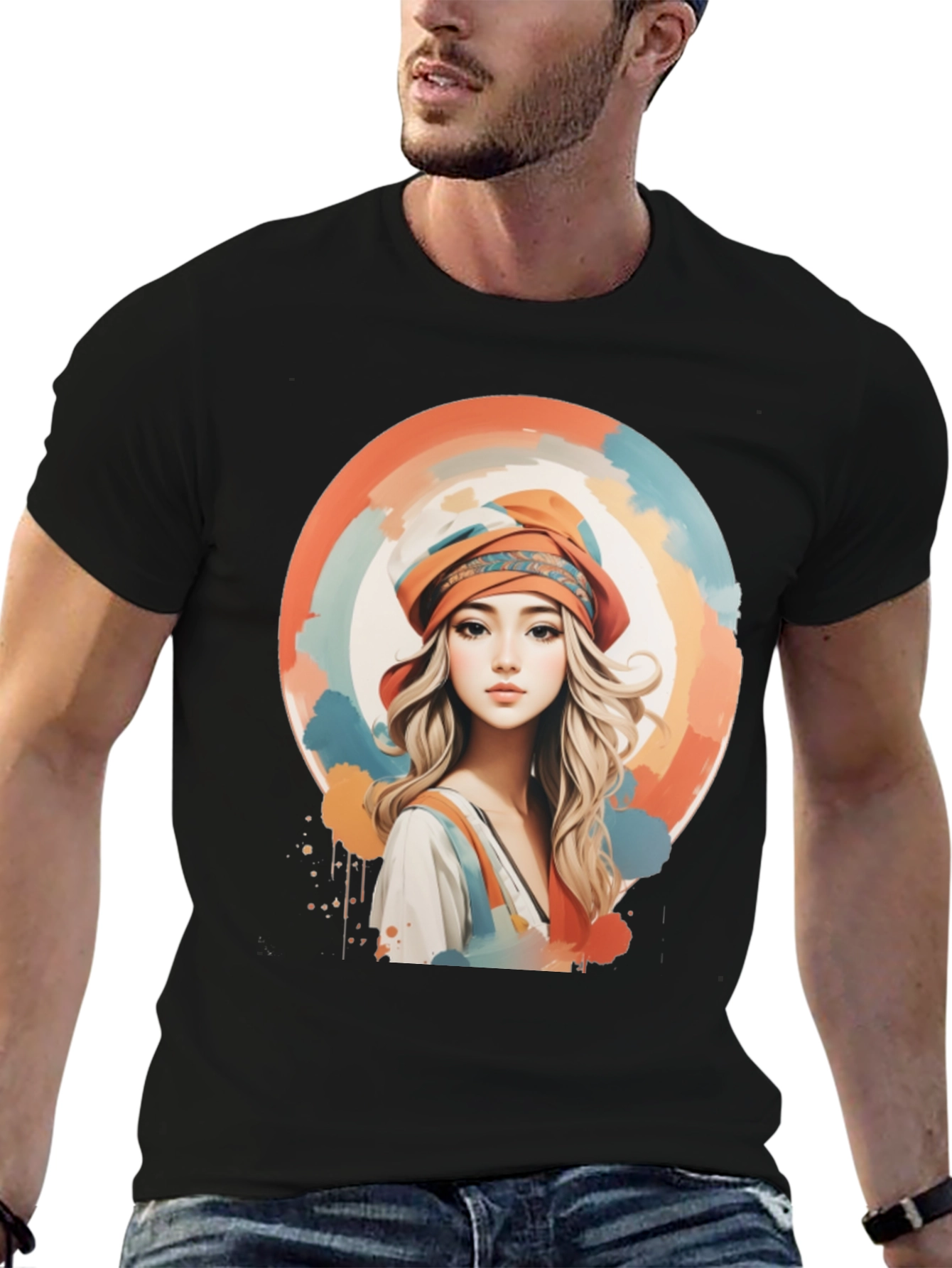 Black Woman Portrait Graphic Tee - Artistic Watercolor Design view 6