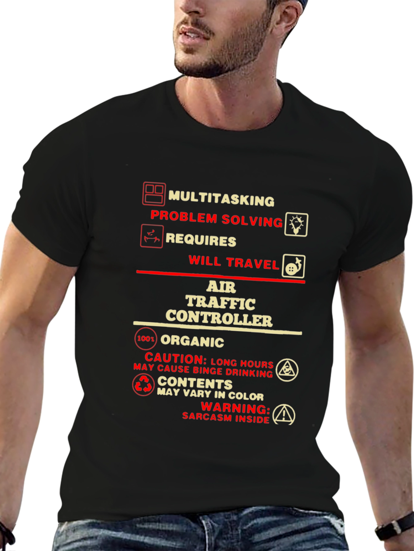 Black Air Traffic Controller T-Shirt: Multitasking, Problem Solving view 6