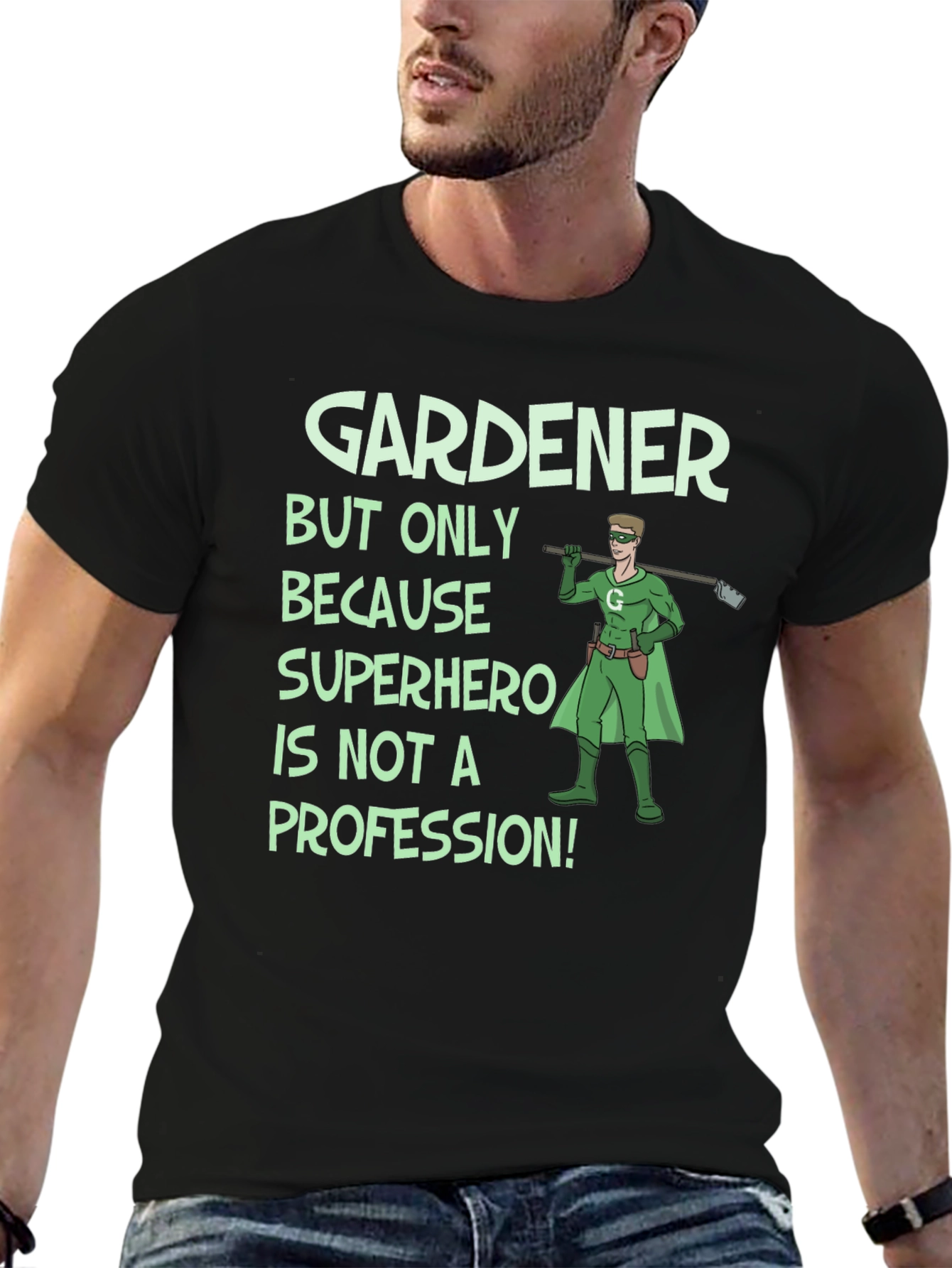 Black Gardener Superhero T-Shirt view 6