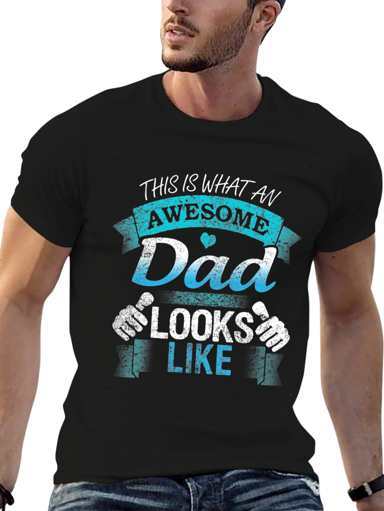 Black Awesome Dad T-Shirt - Father's Day Gift view 6