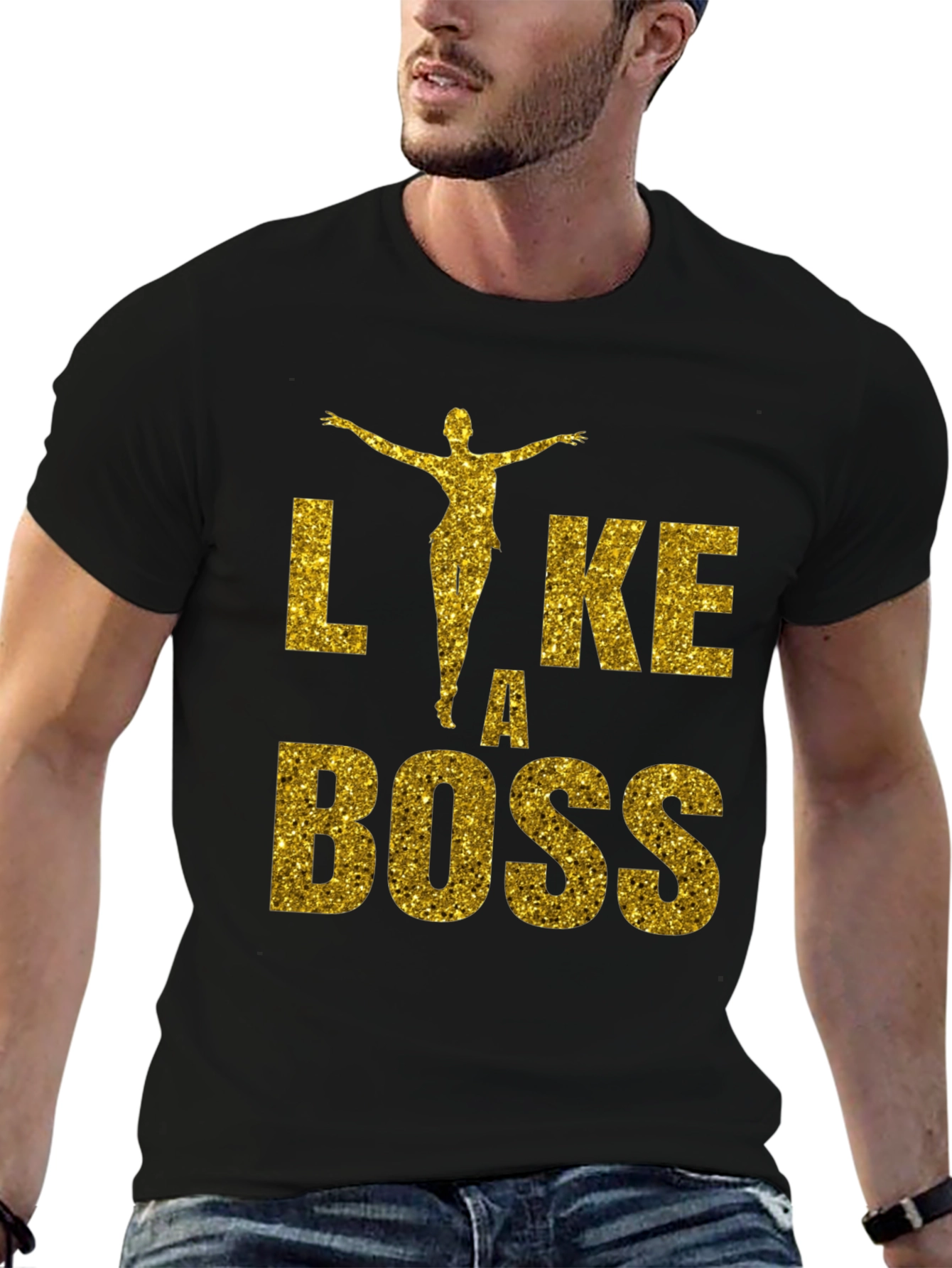 Black Like A Boss Glitter Graphic T-Shirt view 6