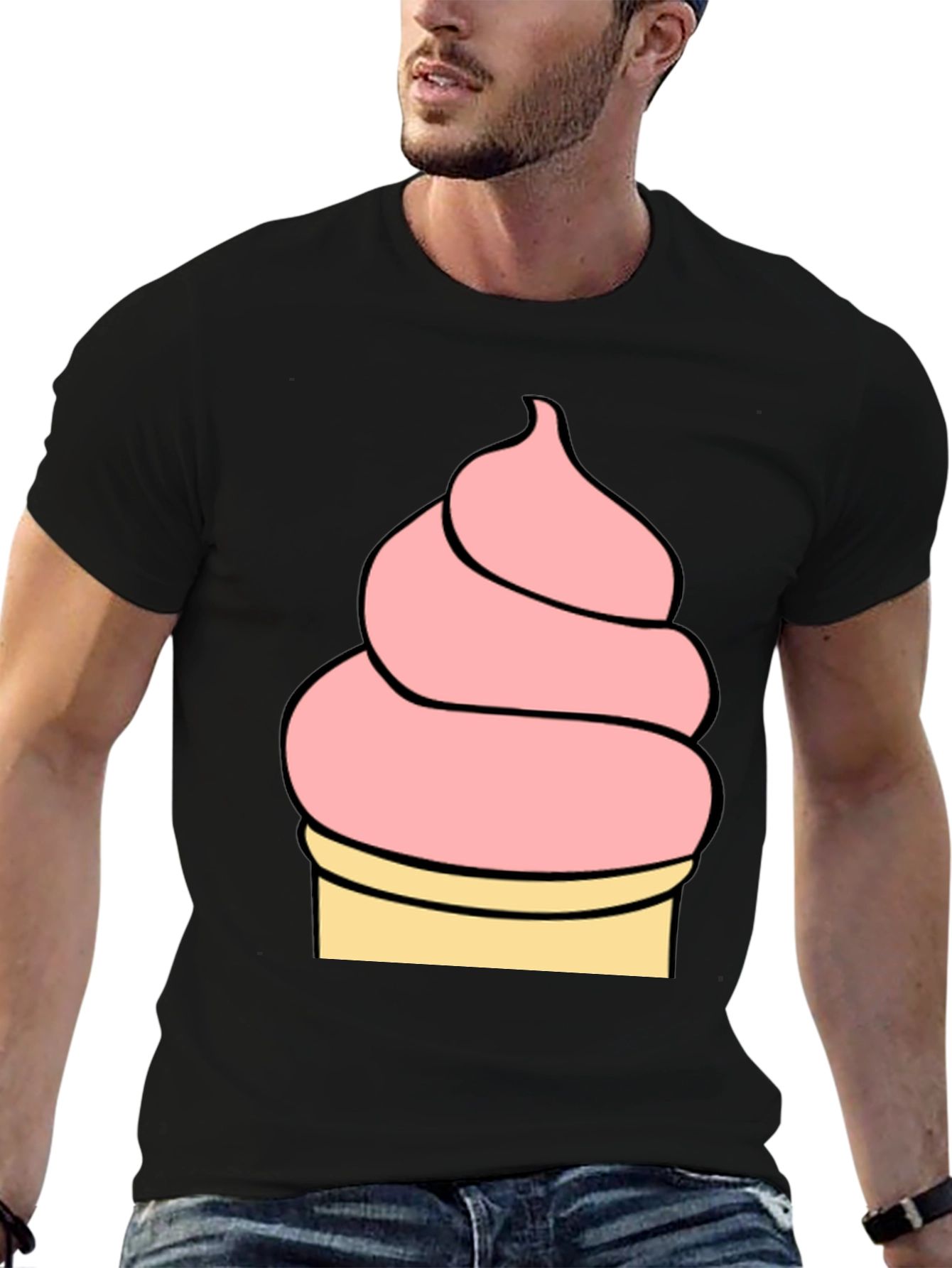 Black Ice Cream Graphic Tee - Black Unisex T-Shirt view 6