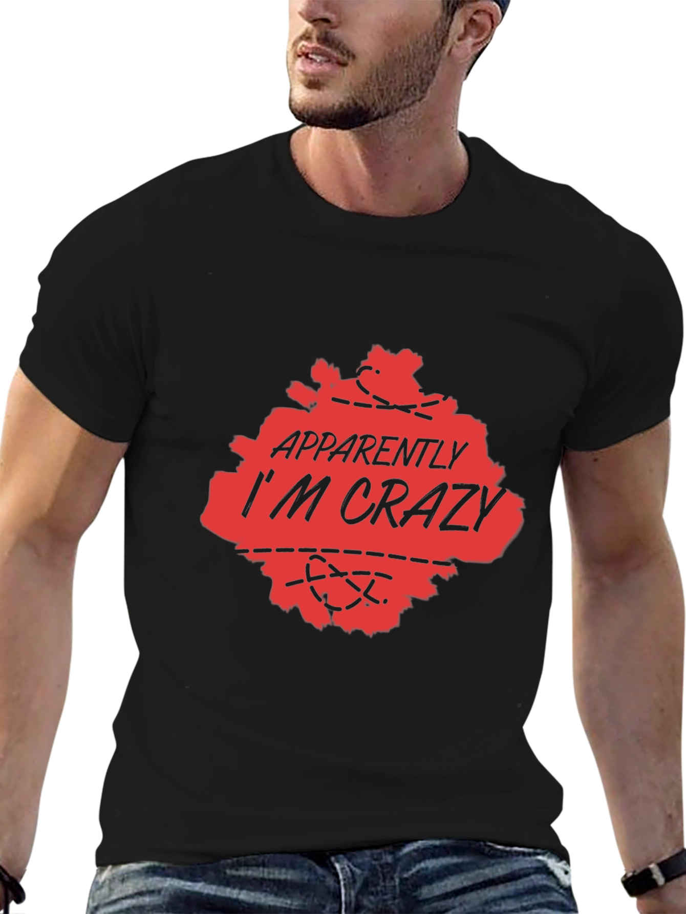 Black Apparently I'm Crazy T-Shirt - Funny Graphic Tee view 6