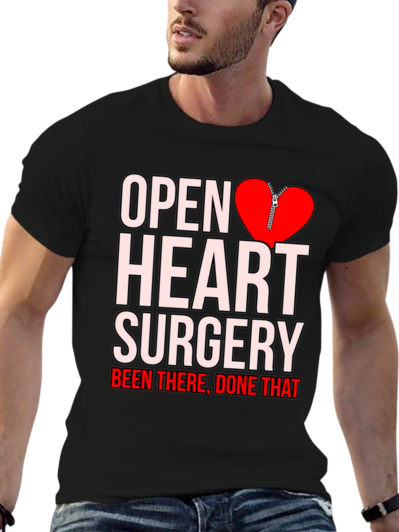 Black Open Heart Surgery Been There Done That T-Shirt view 6