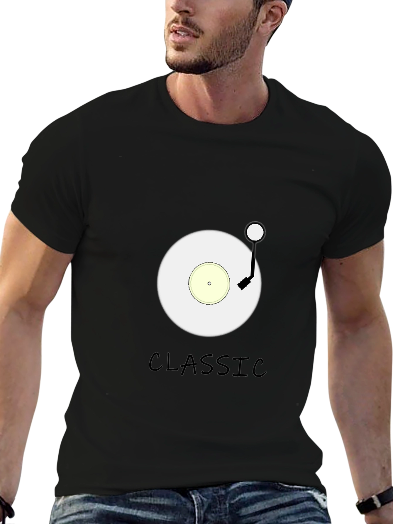 Black Classic Vinyl Record Graphic Tee - Black view 6