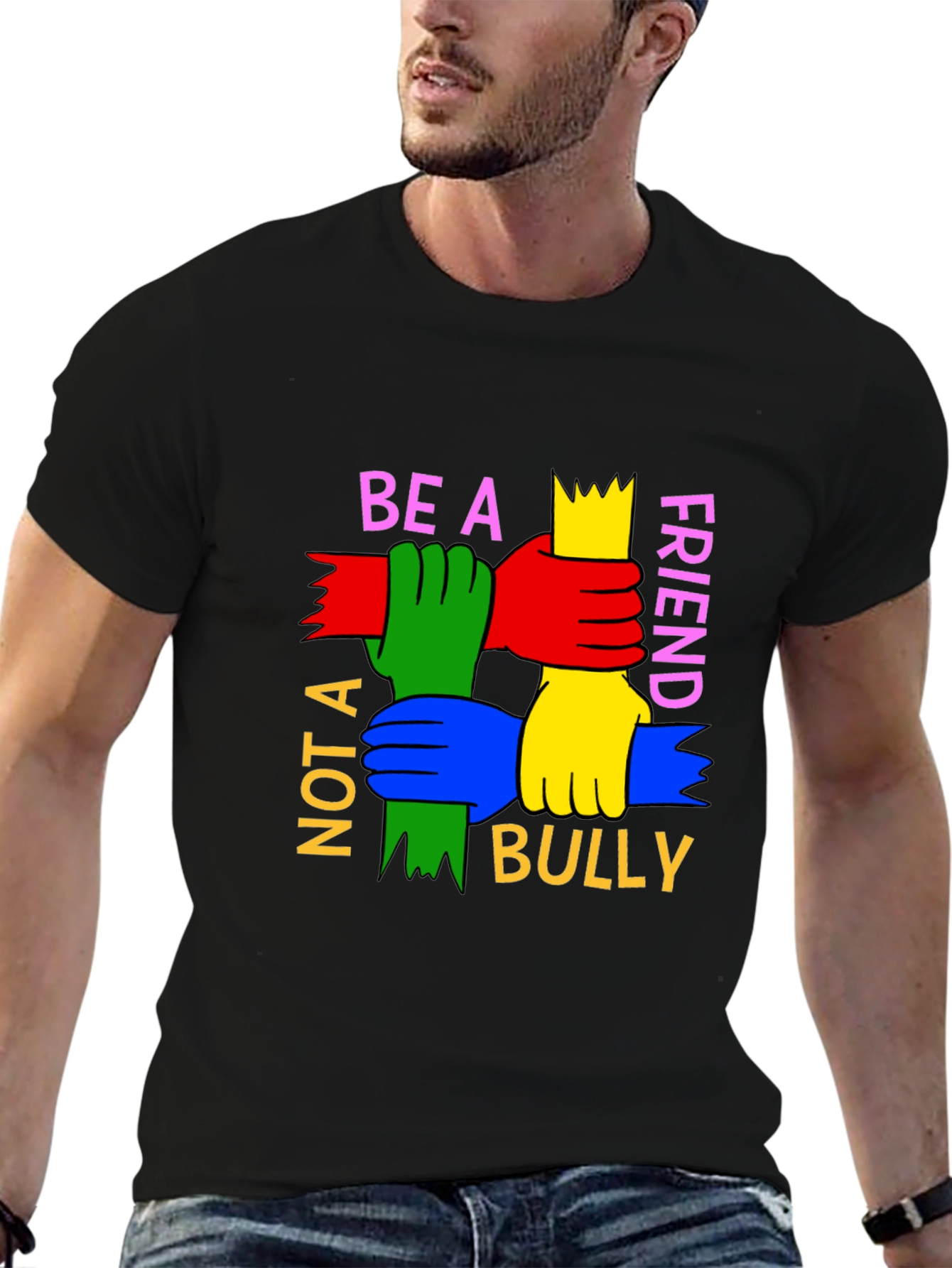 Black Be A Friend T-Shirt: Anti-Bullying Tee view 6