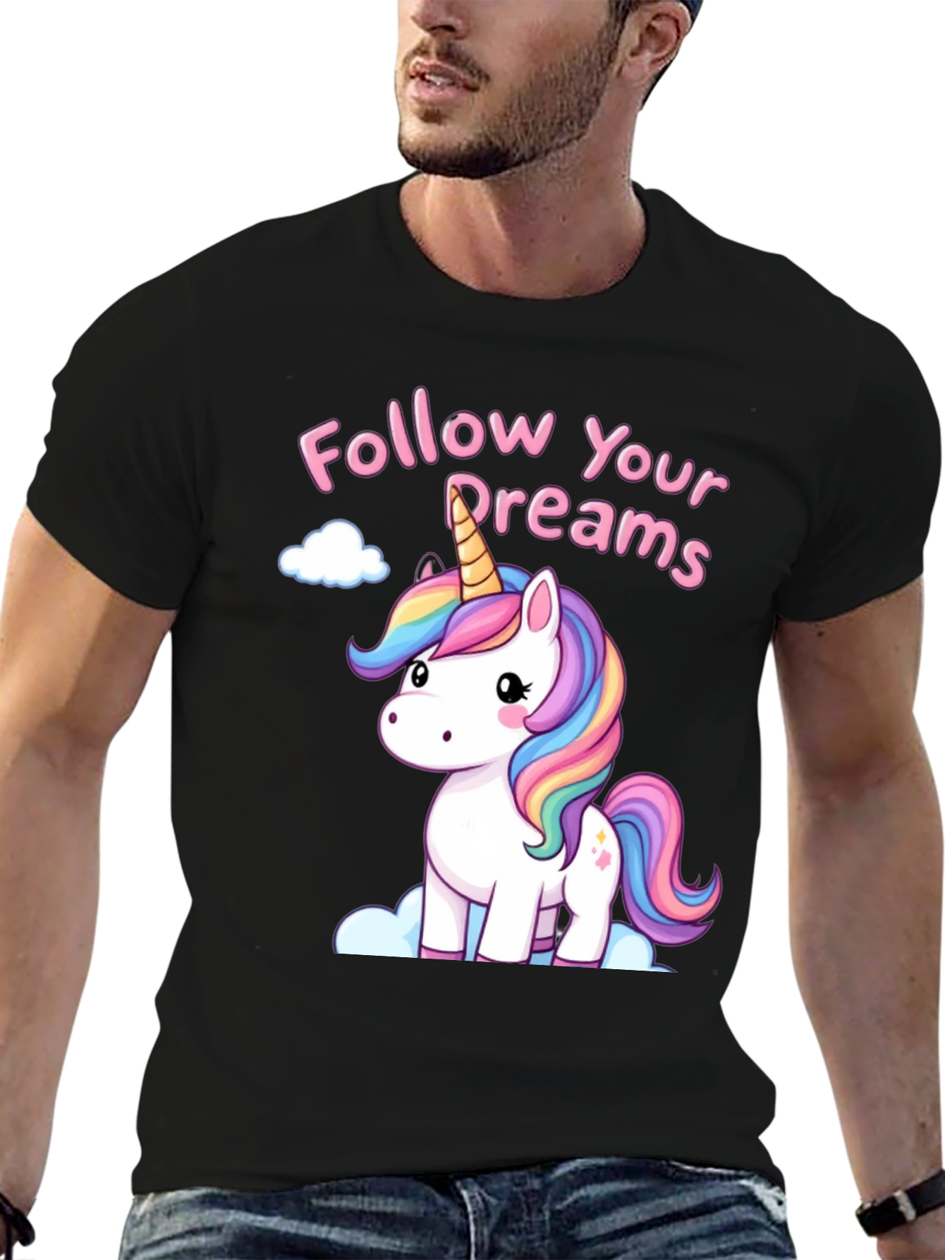 Black Unicorn Follow Your Dreams Graphic Tee - Black view 6