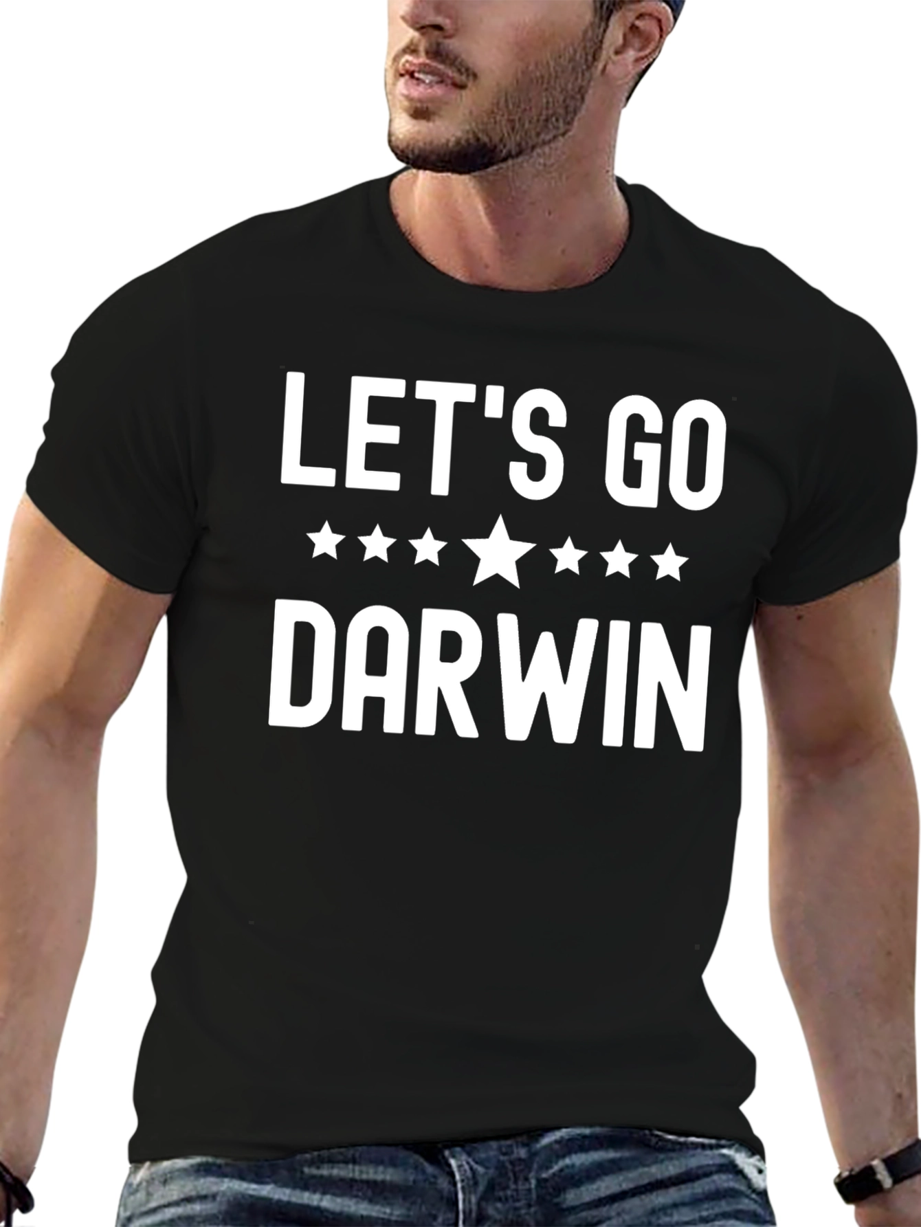 Black Let's Go Darwin Black T-Shirt view 6