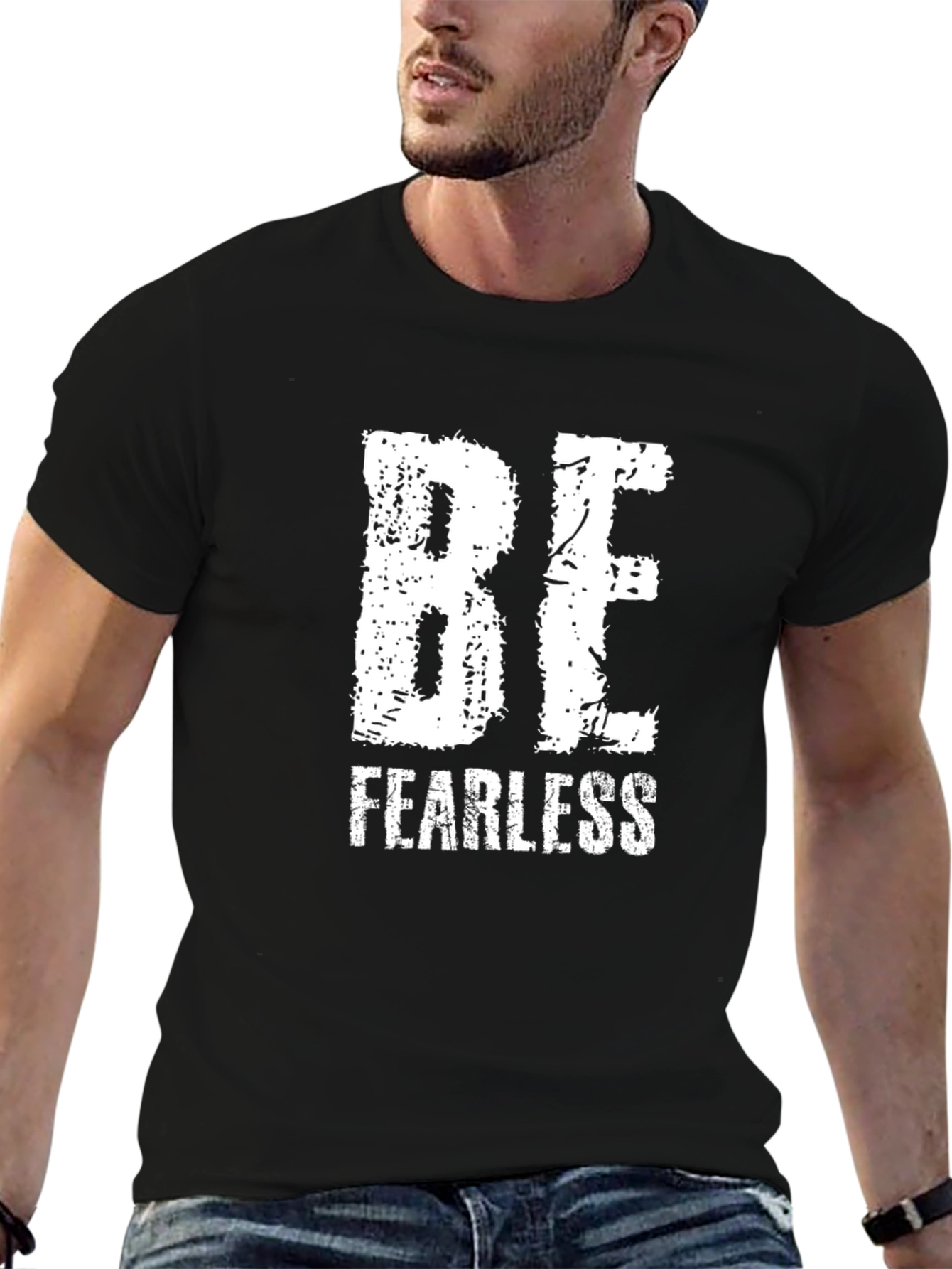 Black Be Fearless Black Graphic T-Shirt view 6