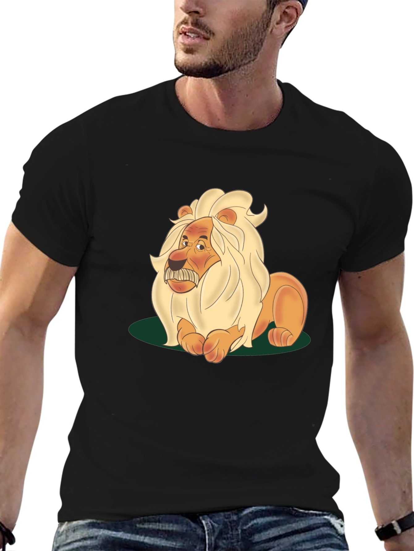 Black Lion Cartoon Graphic Tee - Black view 6