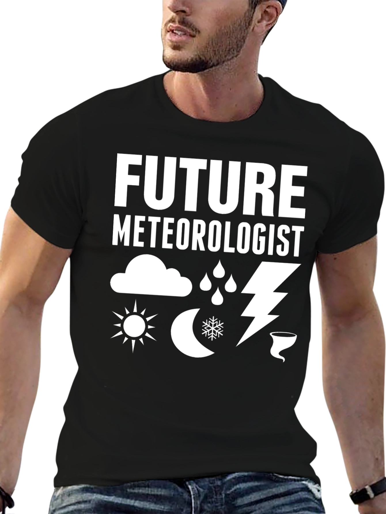 Black Future Meteorologist Graphic T-Shirt Weather Fan Tee view 6