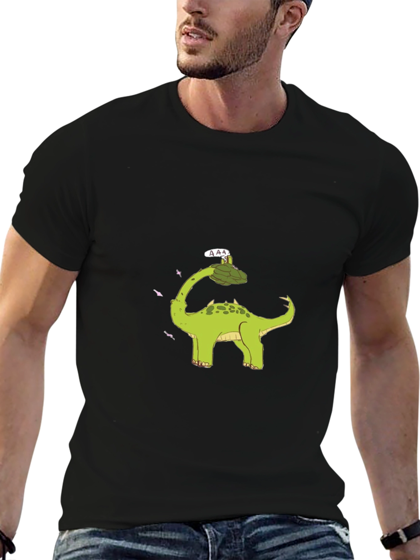 Black Dinosaur Graphic Print T-Shirt - Black view 6
