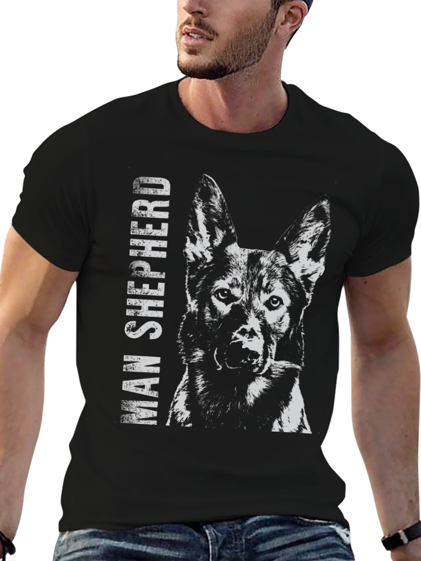 Black Man Shepherd Dog Graphic T-Shirt view 6