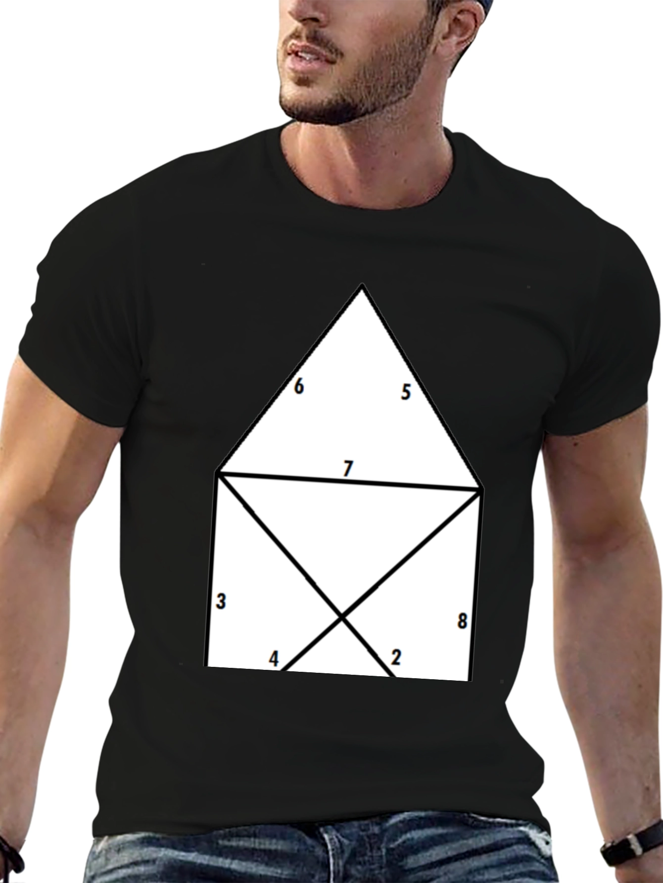 Black Geometric Numbered T-Shirt view 6