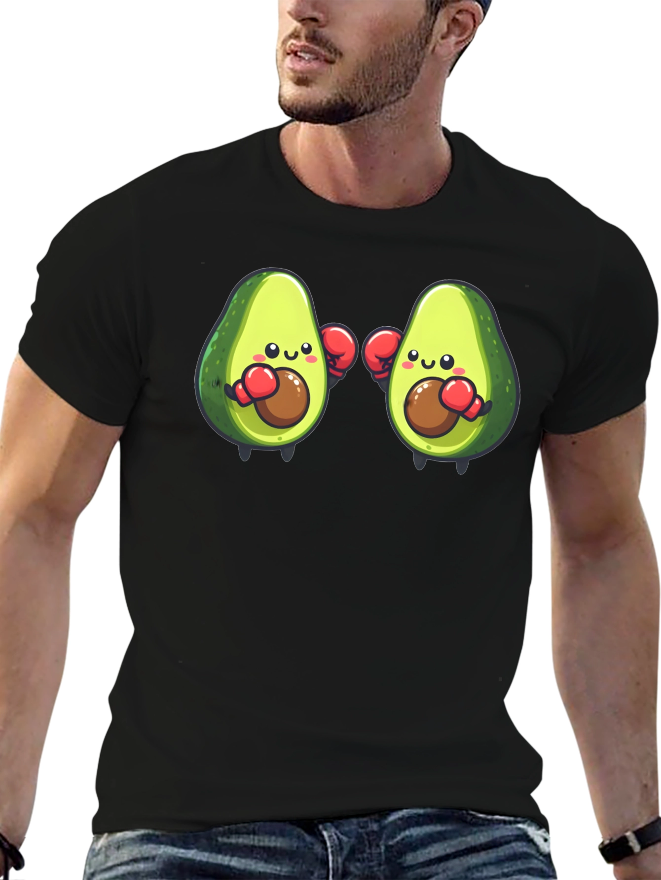 Black Avocado Boxer T-Shirt - Funny Cartoon Tee view 6