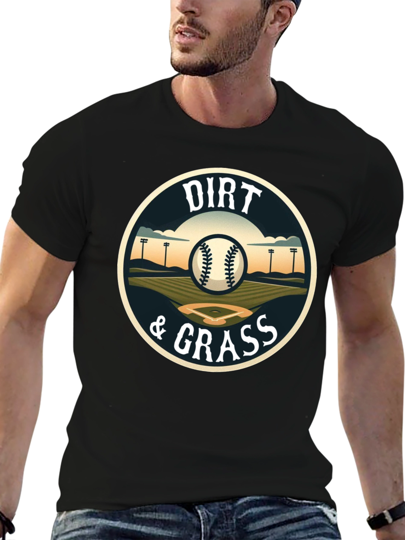 Black Dirt & Grass Baseball T-Shirt view 6