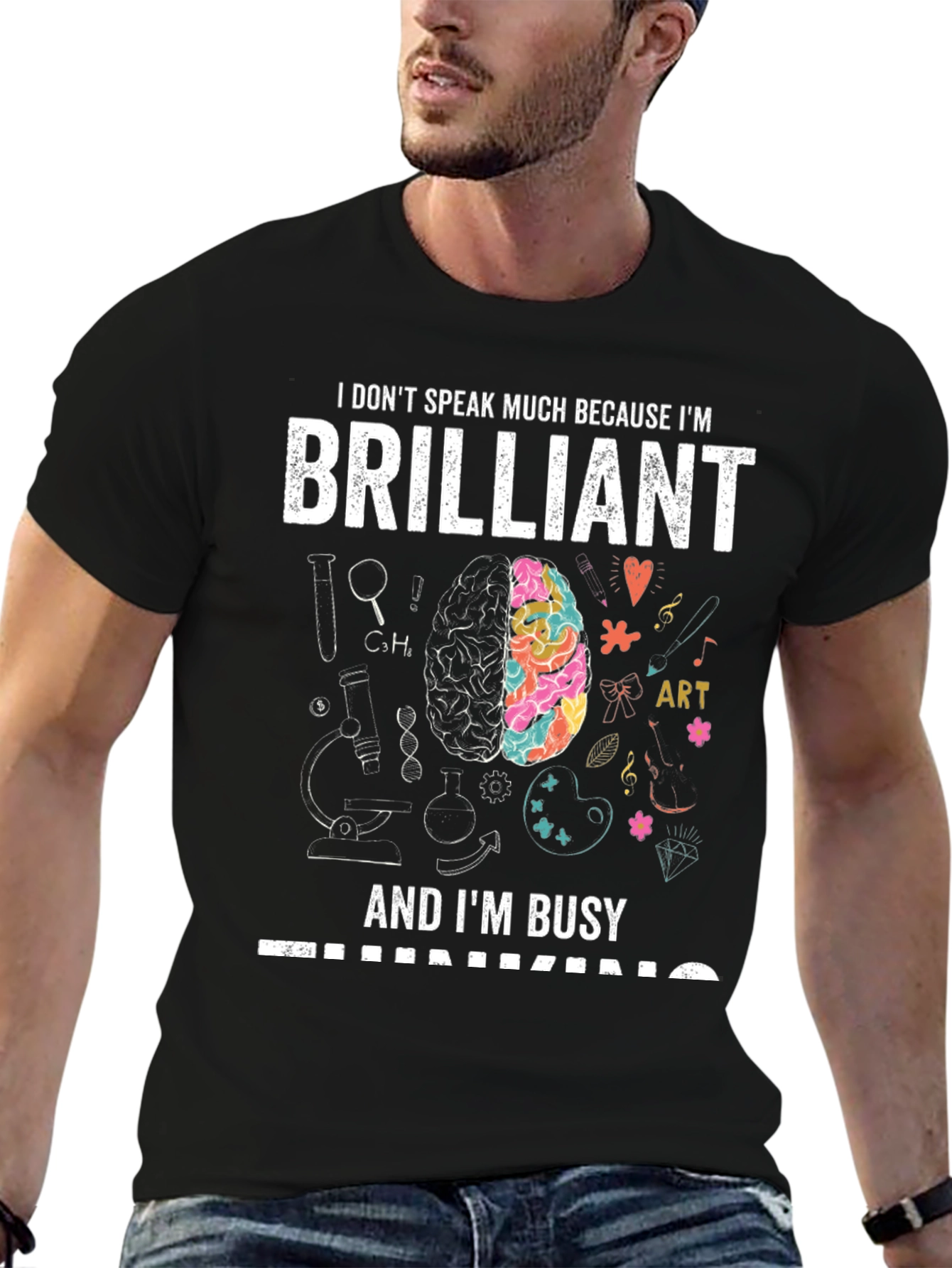 Black Brilliant and Busy T-Shirt - Smart Gift Idea! view 6
