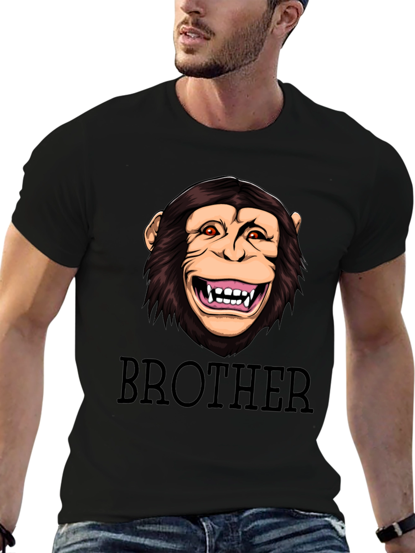Black Brother Monkey Graphic T-Shirt view 6