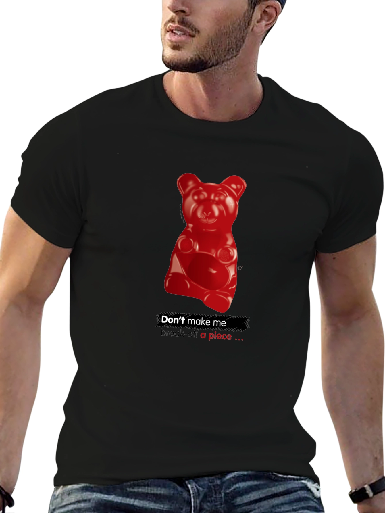 Black Gummy Bear Warning Graphic T-Shirt - Black view 6