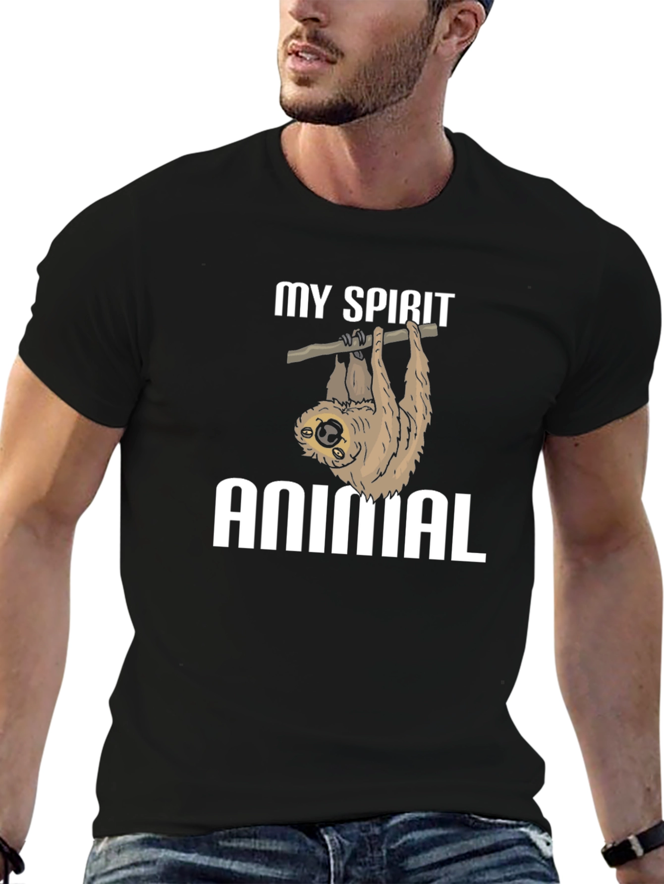 Black My Spirit Animal Sloth Graphic T-Shirt view 6