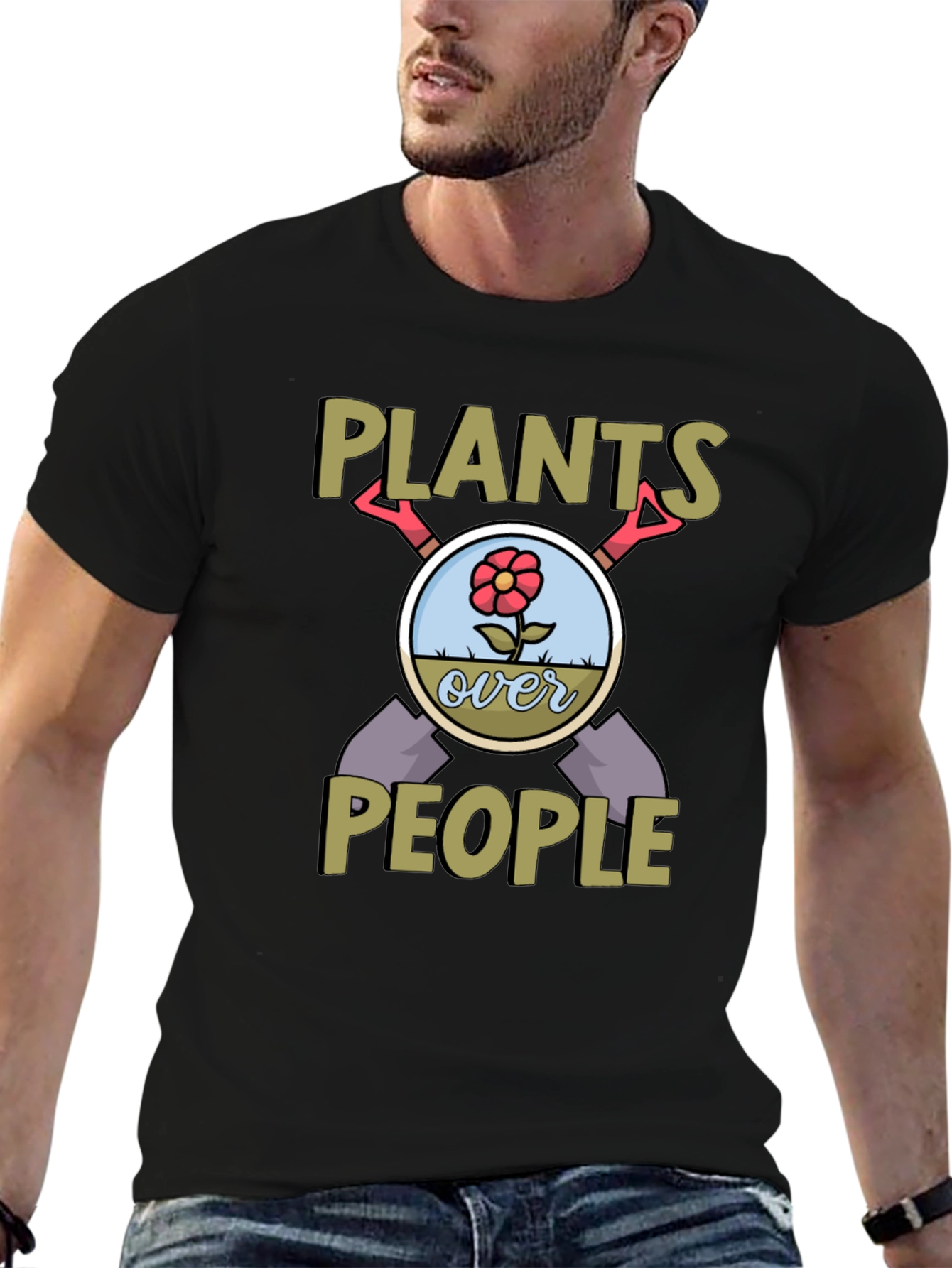 Black Plants Over People Graphic Tee view 6