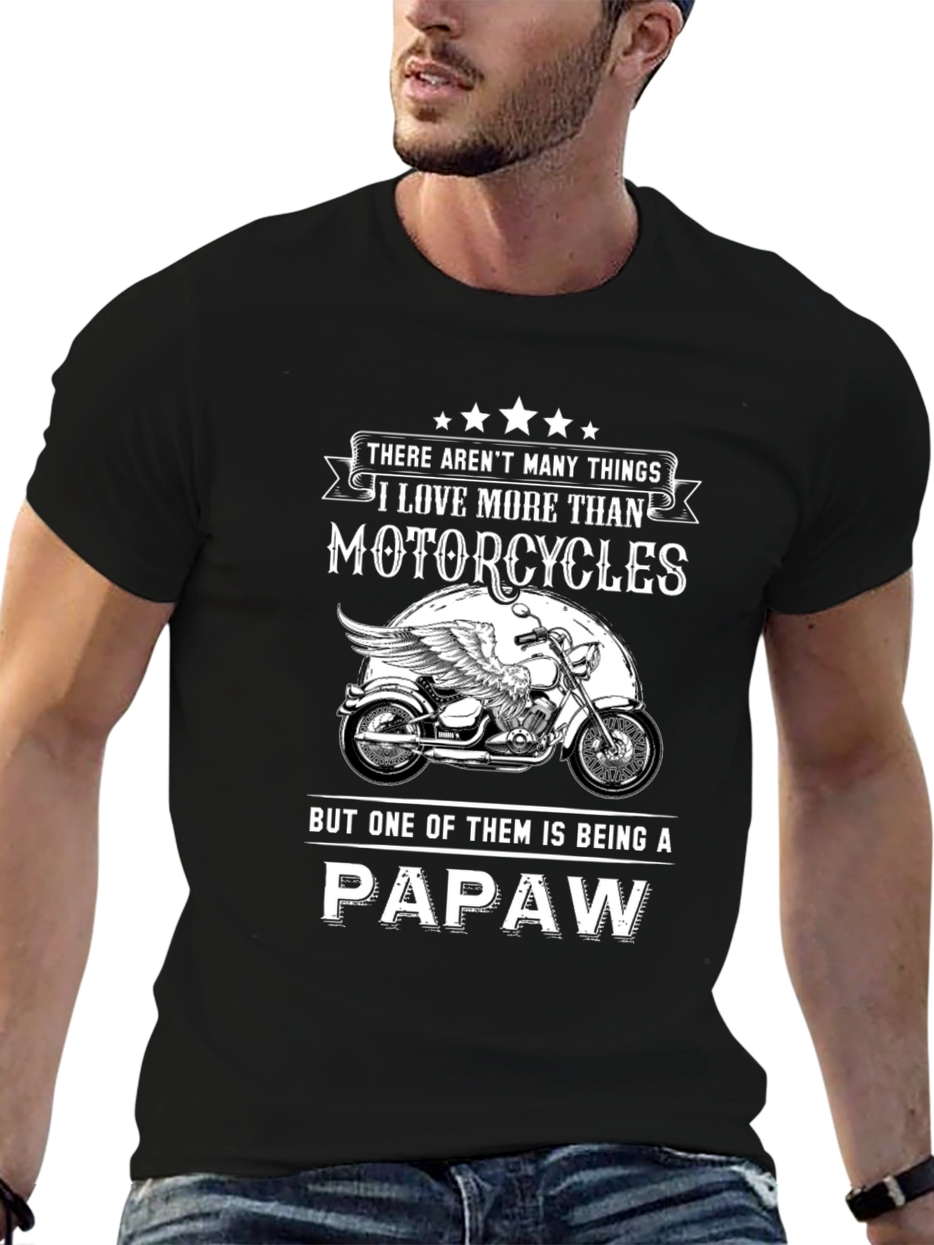 Black Motorcycle Papaw T-Shirt view 6