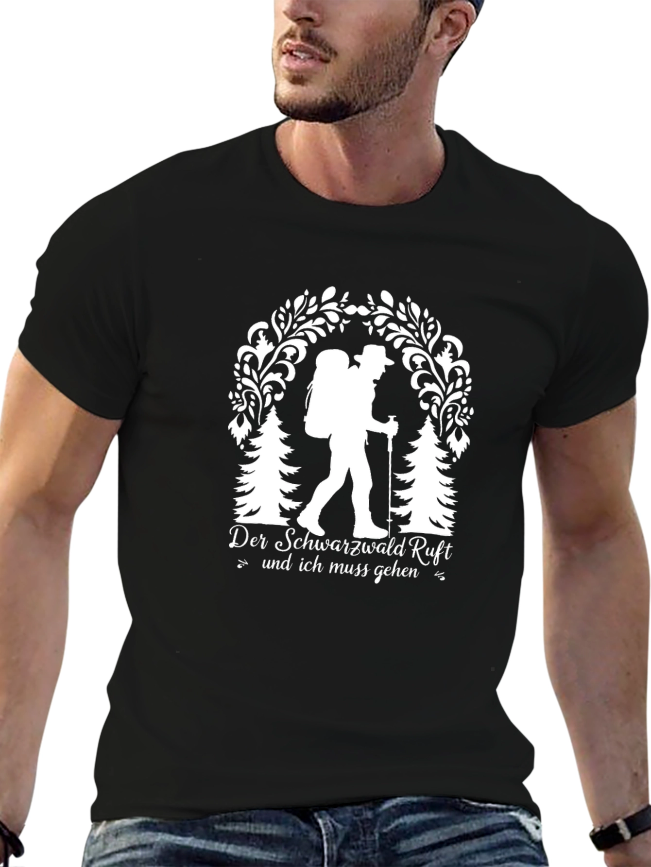 Black Black Forest Hiking T-Shirt - Adventure Awaits! view 6