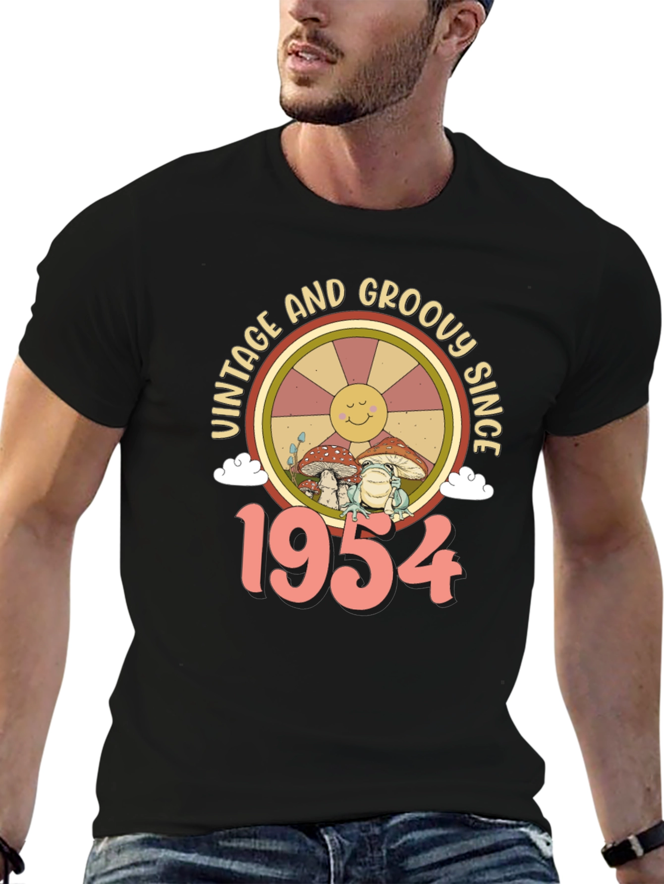 Black Vintage & Groovy Since 1954 T-Shirt view 6