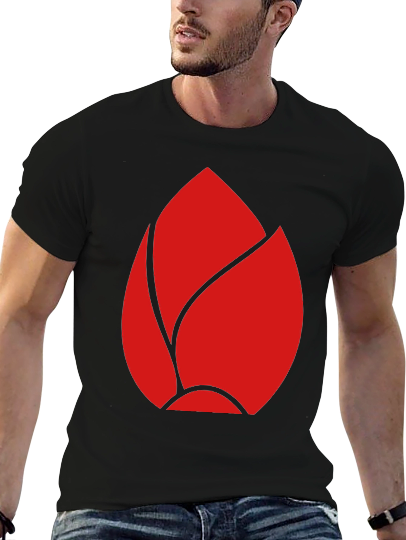 Black Red Bud Graphic Black T-Shirt view 6