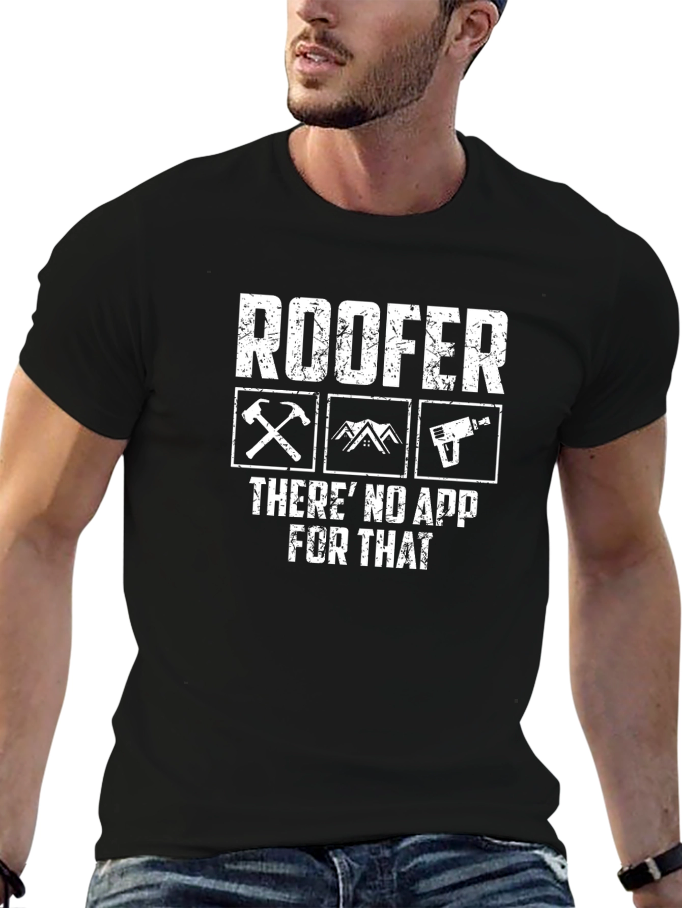 Black Roofer T-Shirt - There's No App For That view 6
