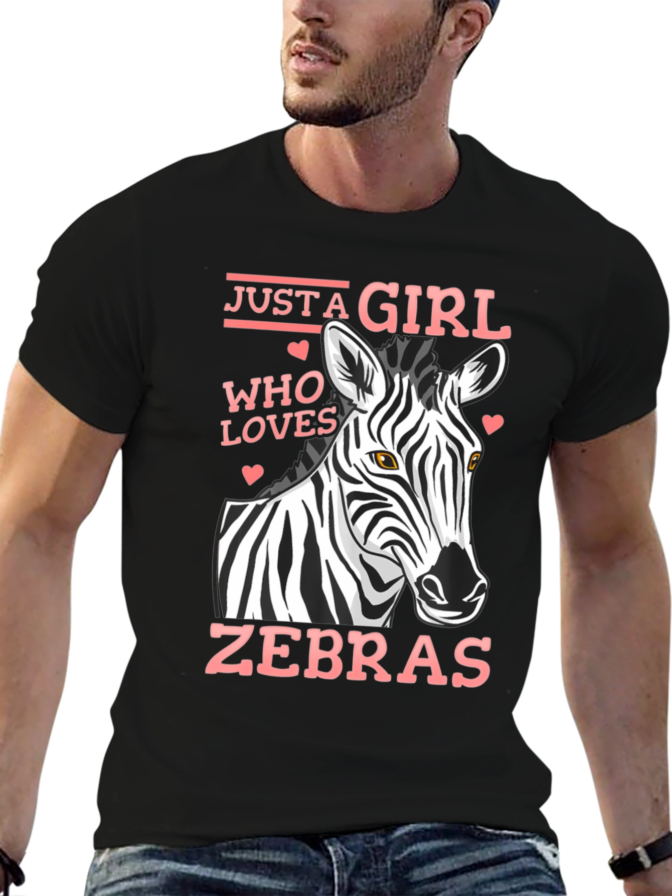 Black Just A Girl Who Loves Zebras T-Shirt view 6