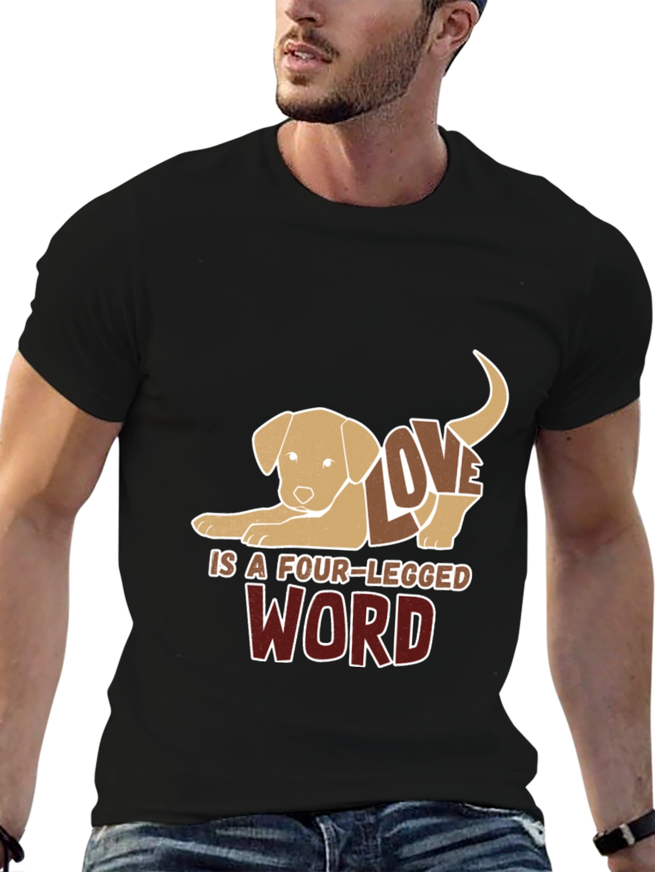 Black Dog Lover Tee: Four-Legged Word Design view 6