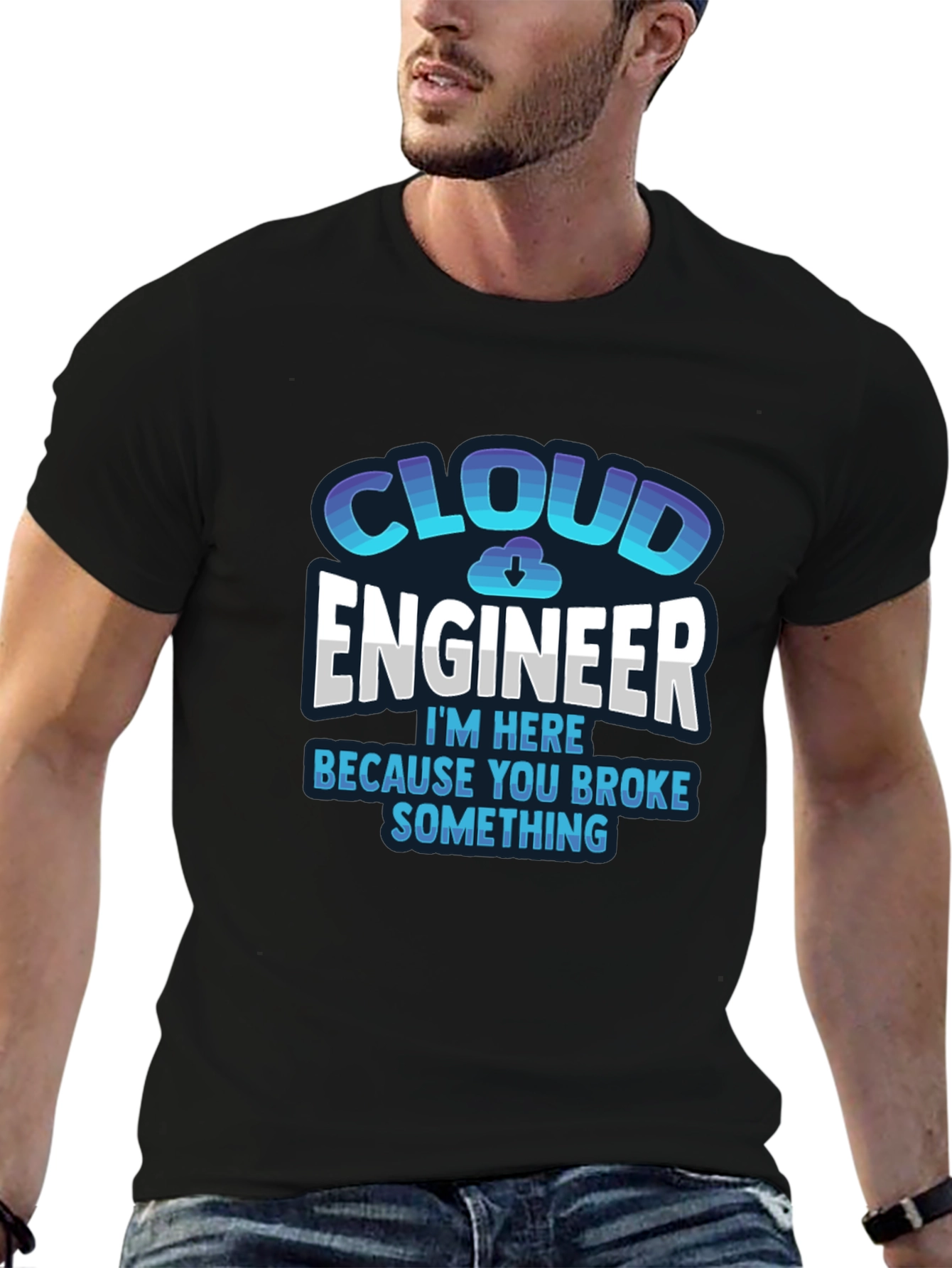 Black Cloud Engineer T-Shirt - Funny IT Support Tee view 6