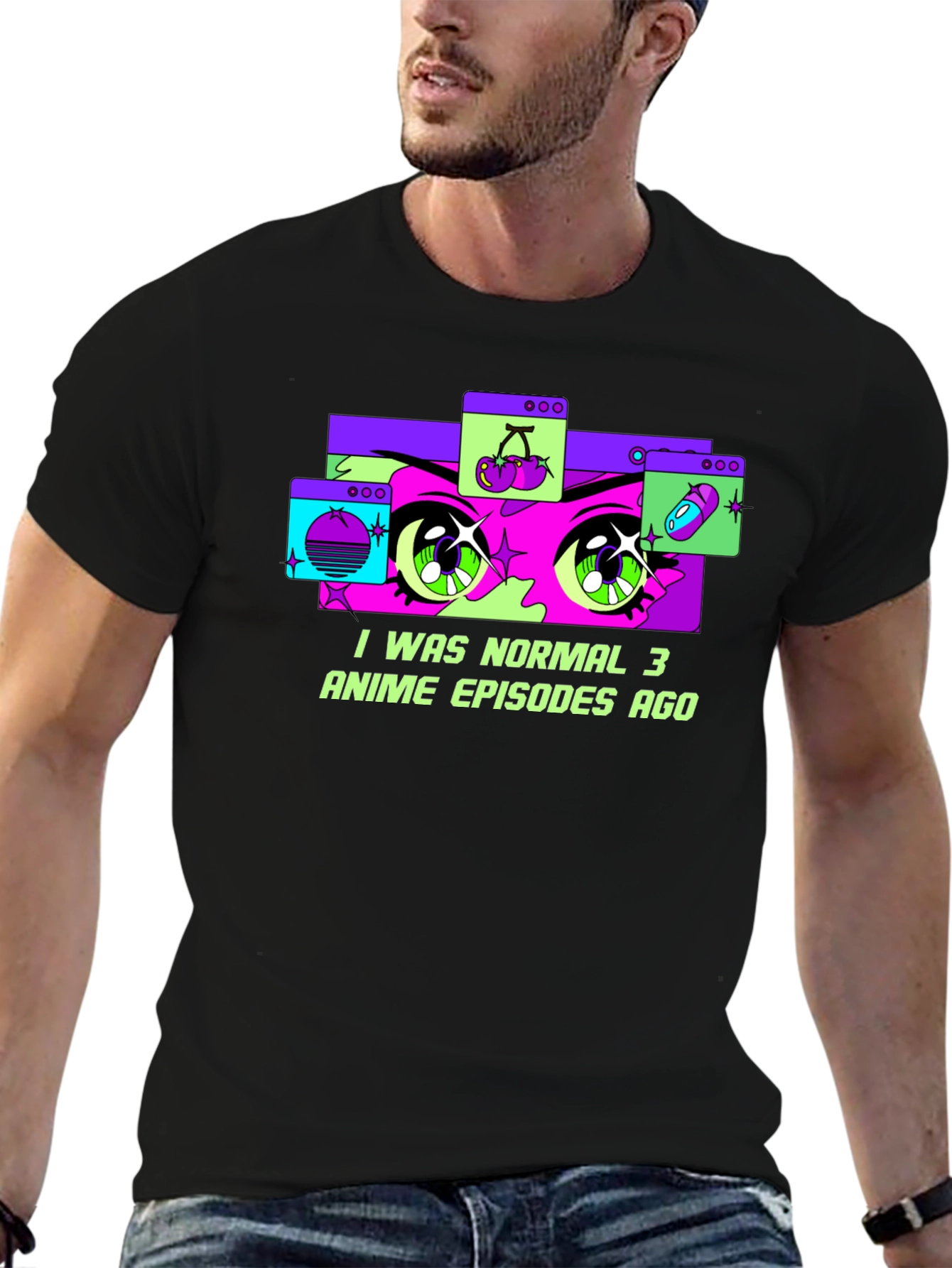 Black Anime Lover's T-Shirt: "I Was Normal 3 Episodes Ago" view 6