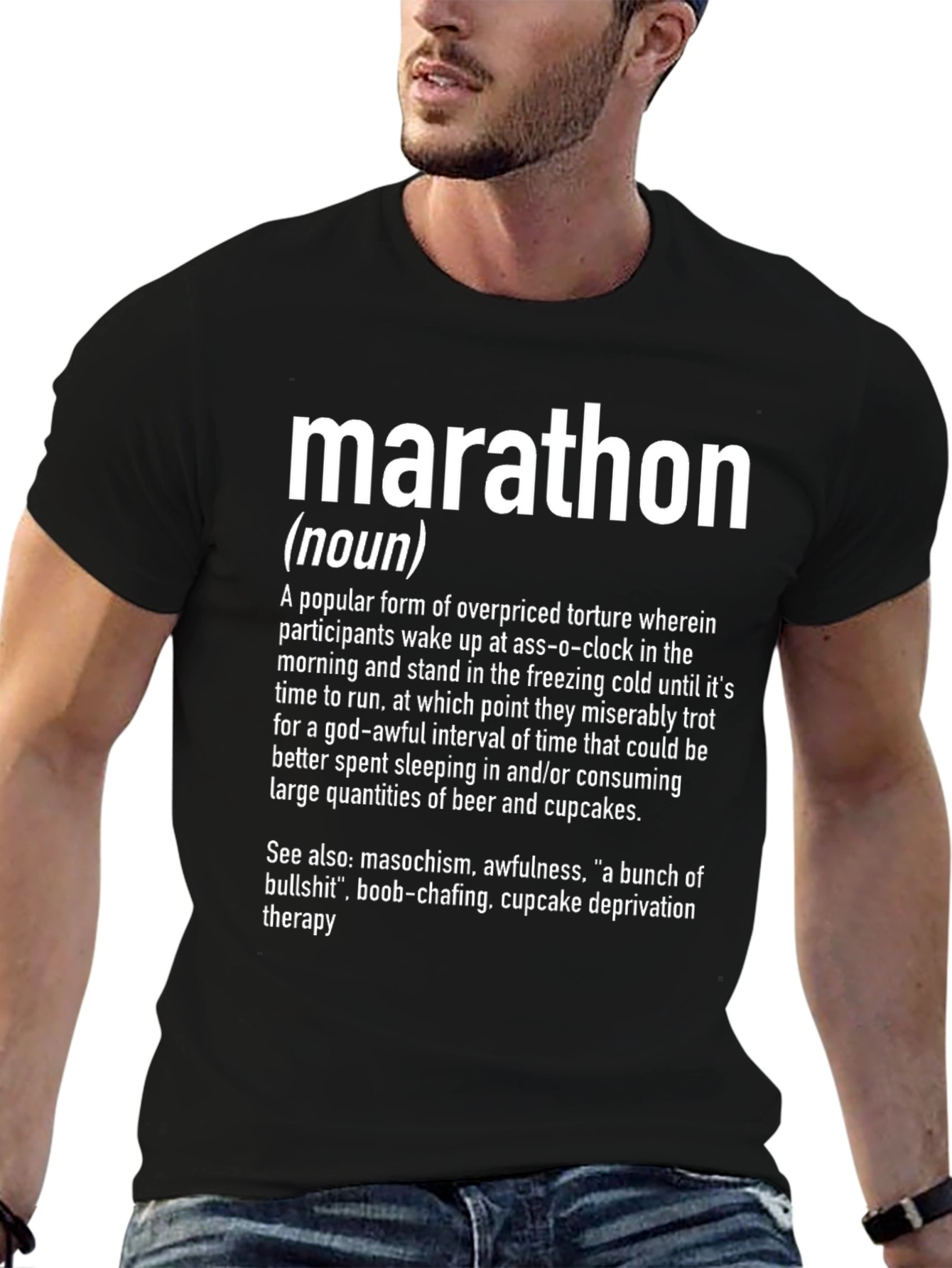 Black Marathon Definition Novelty Graphic T-Shirt view 6