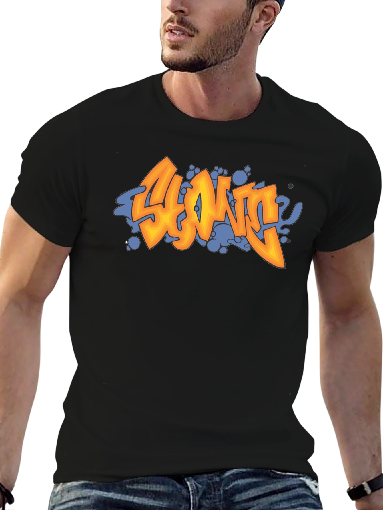 Black Edgy Graffiti T-Shirt - Cool Streetwear Design view 6