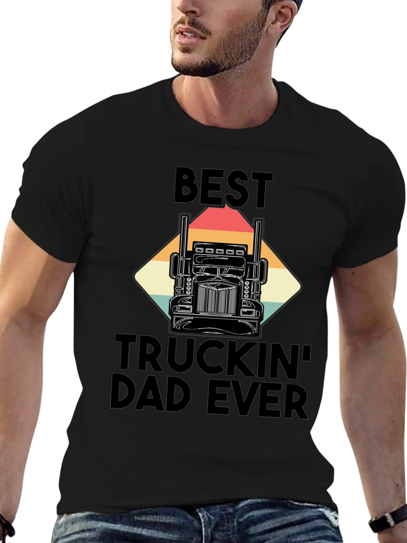 Black Best Truckin' Dad Ever T-Shirt - Black view 6