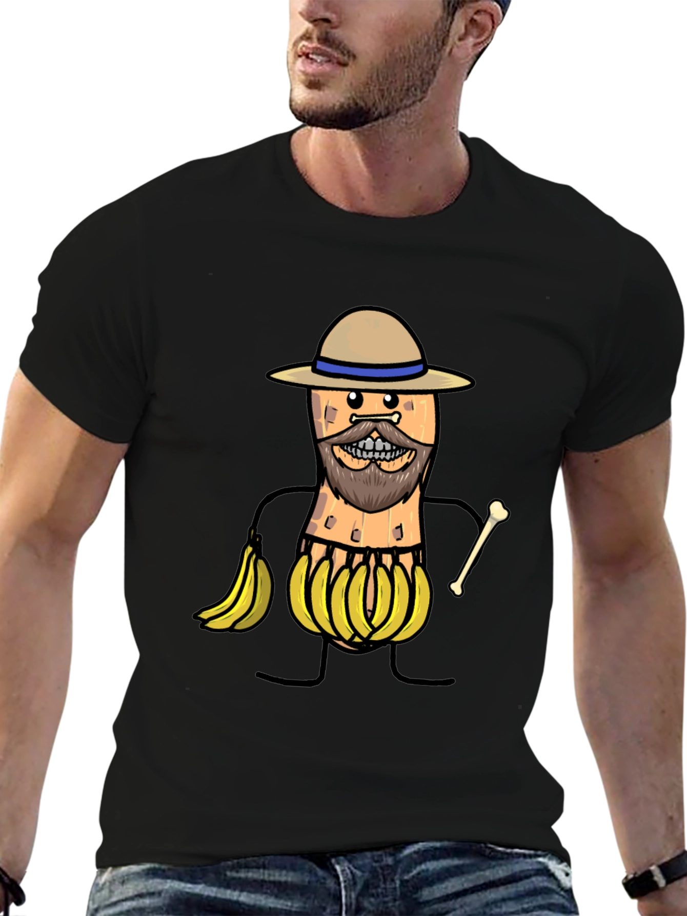 Black Funny Banana Man Graphic T-Shirt view 6