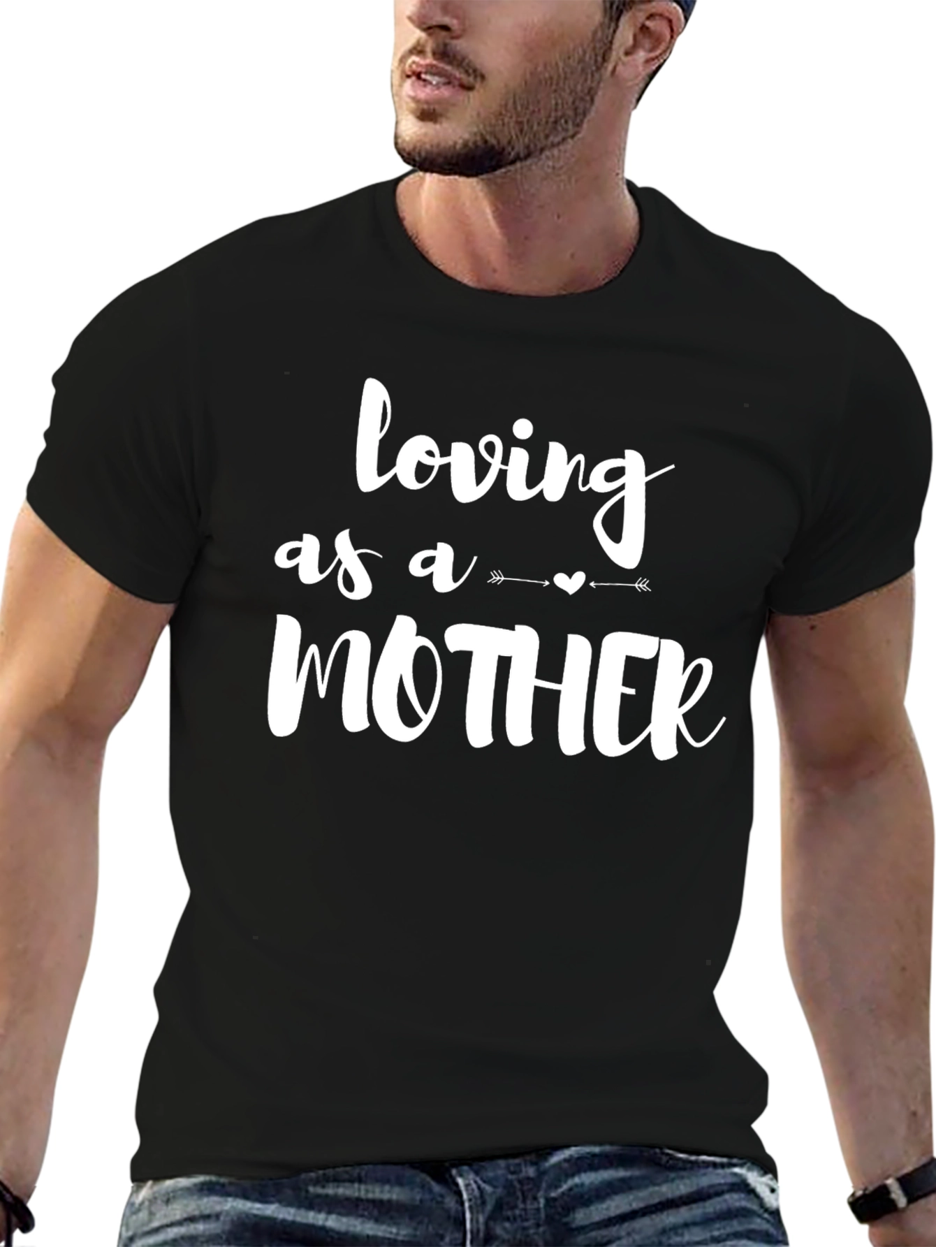 Black Loving as a Mother T-Shirt - Black view 6