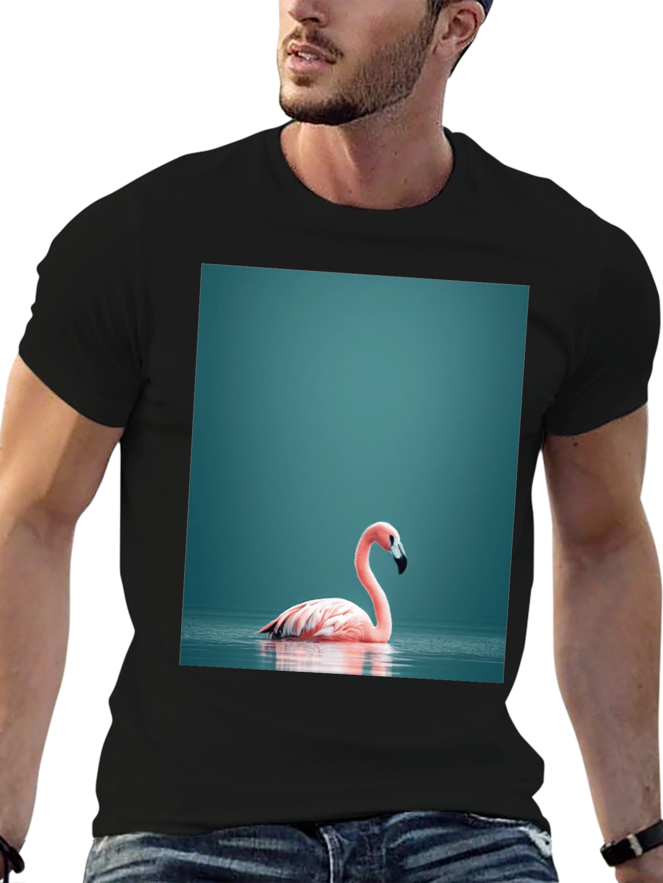 Black Flamingo Graphic Tee - Stylish Black Cotton T-Shirt view 6