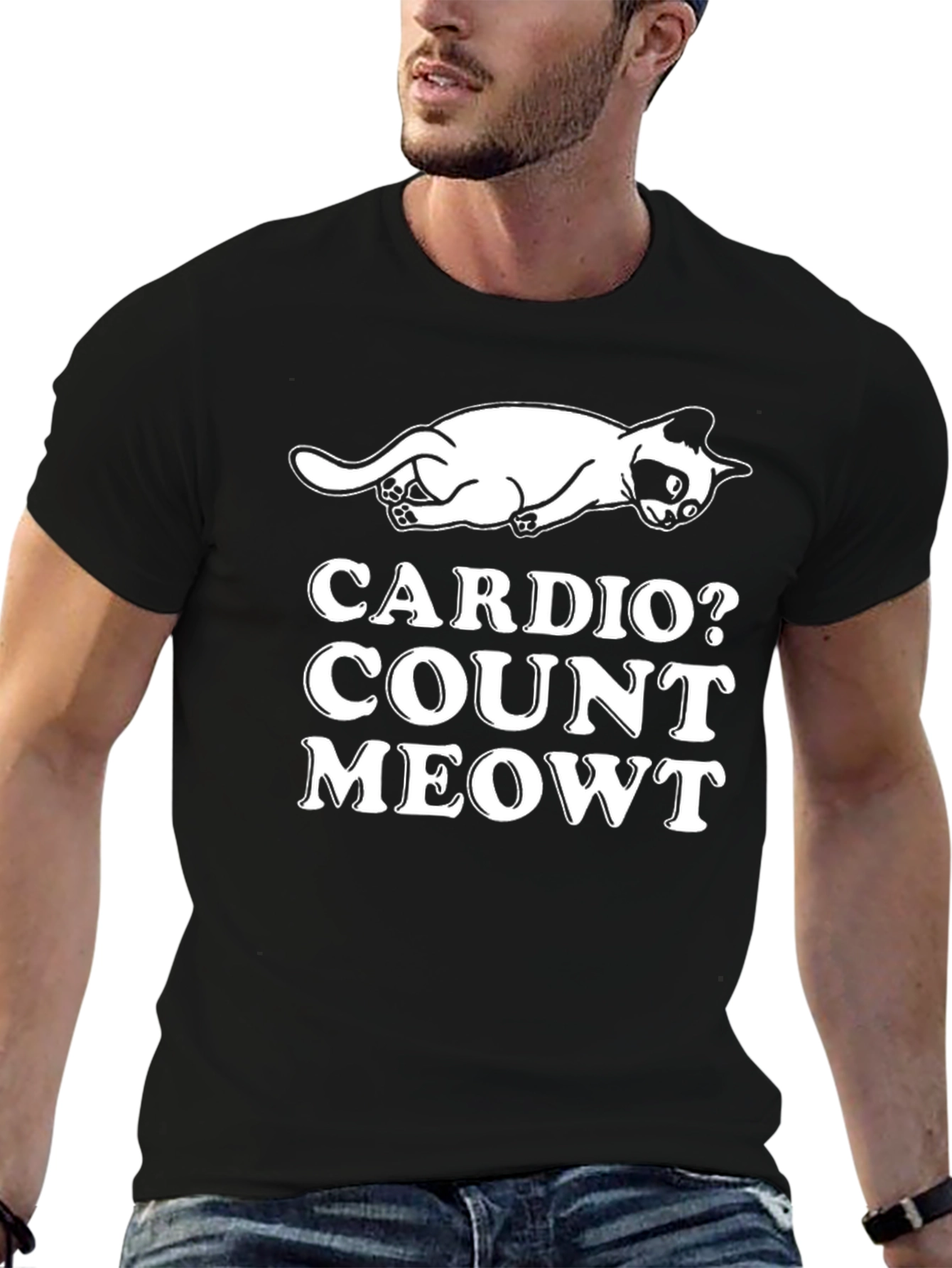 Black Cardio Count Meowt T-Shirt view 6