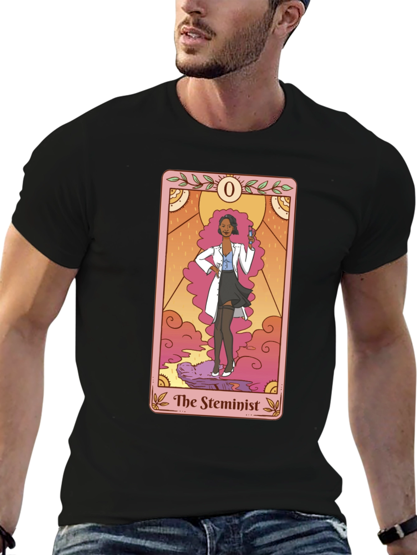 Black The Steminist Tarot Card T-Shirt - Black view 6