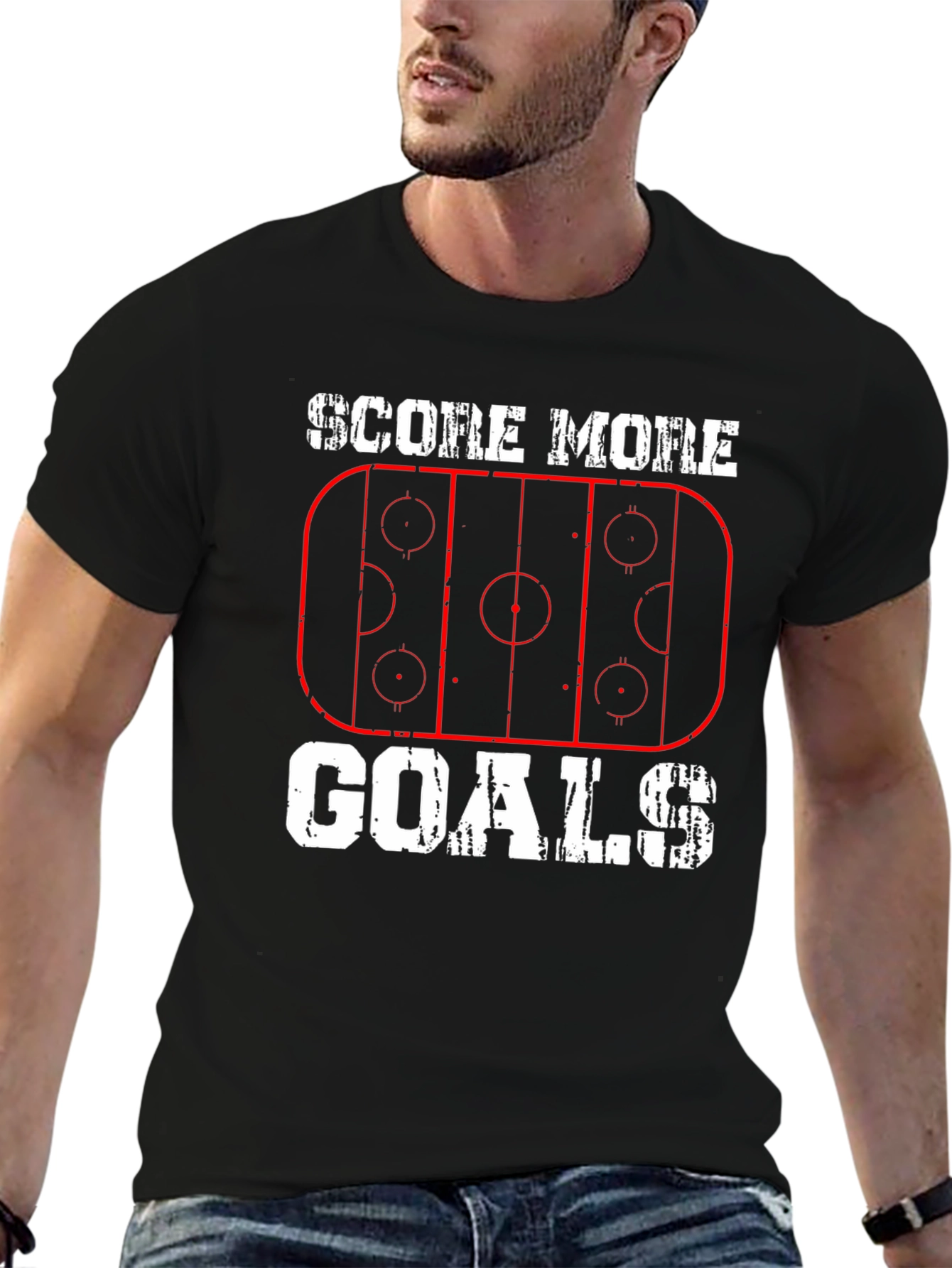 Black Score More Goals Hockey Graphic Tee view 6