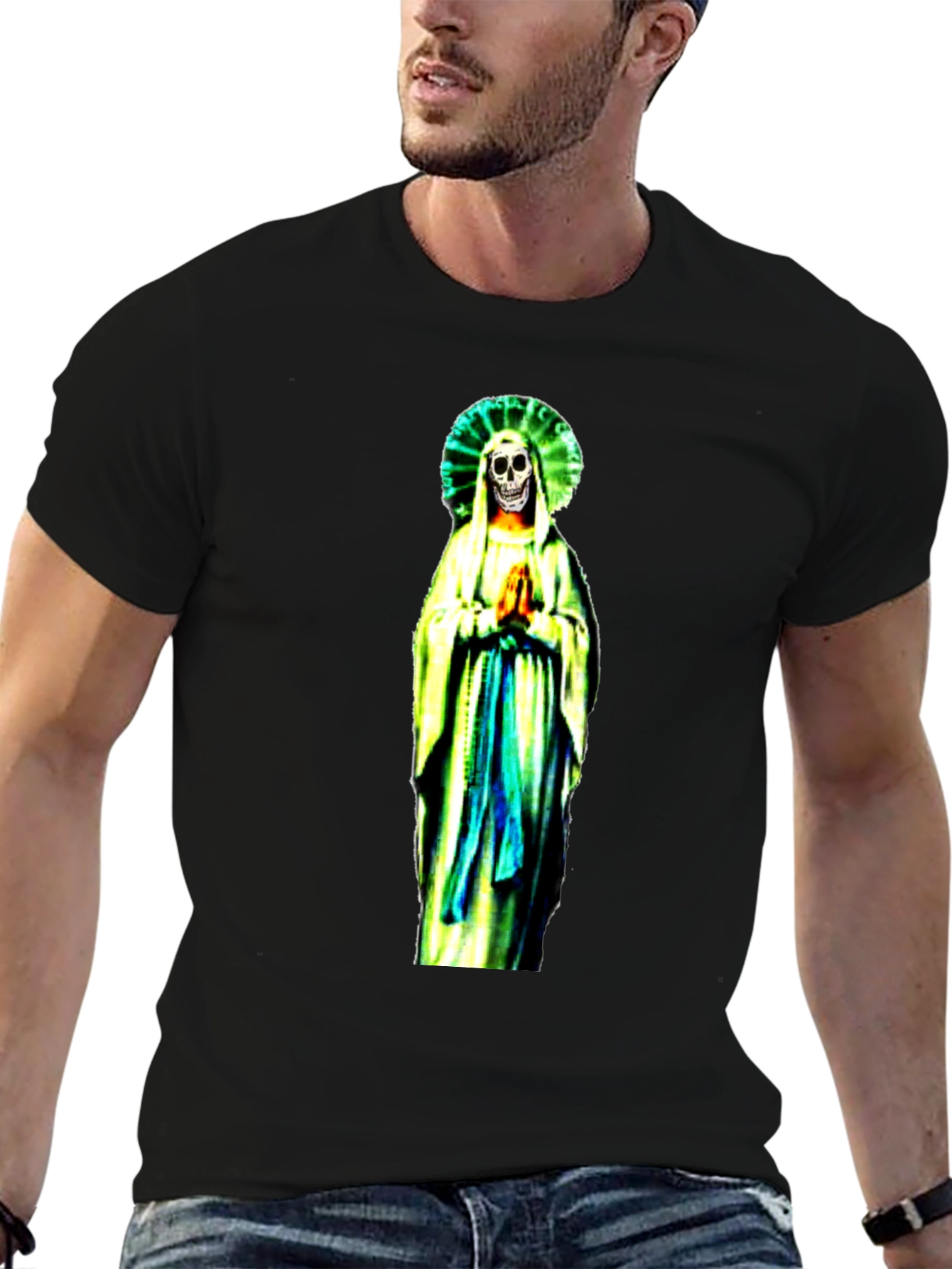 Black Grim Reaper Virgin Mary T-Shirt - Black view 6