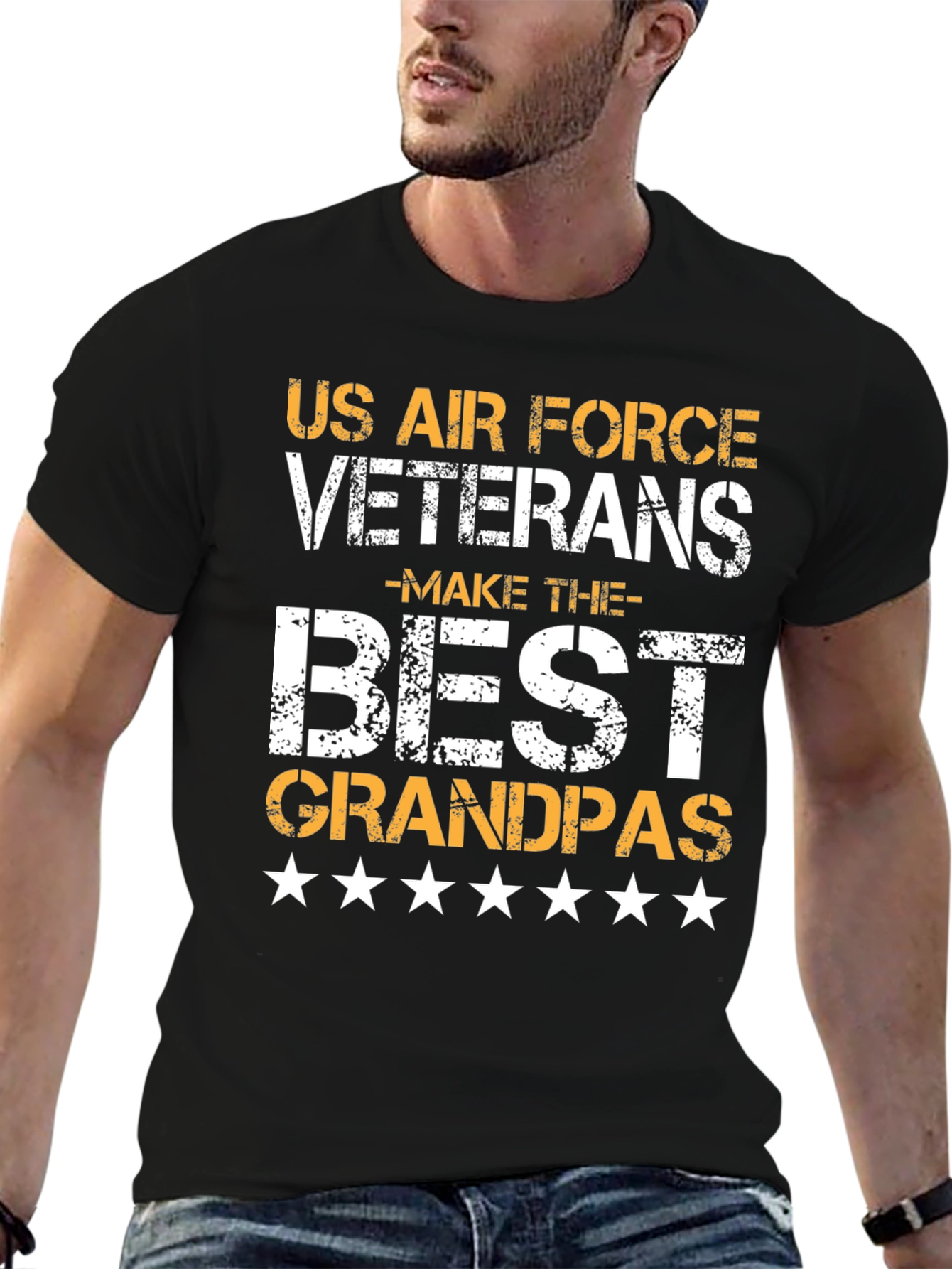 Black US Air Force Veterans Grandpas T-Shirt view 6