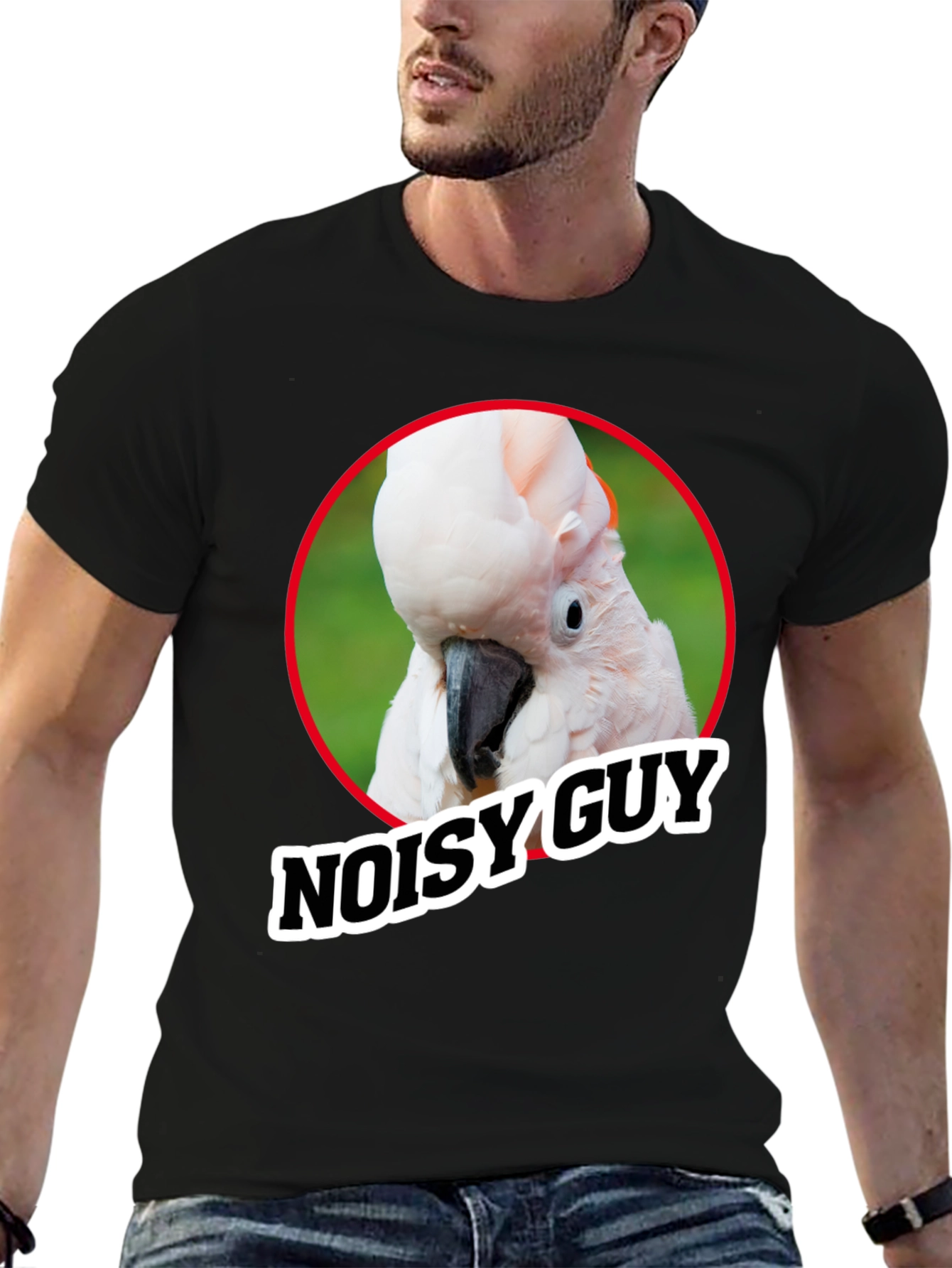 Black Noisy Guy Parrot Graphic Tee - Unique Bird Lover Shirt view 6