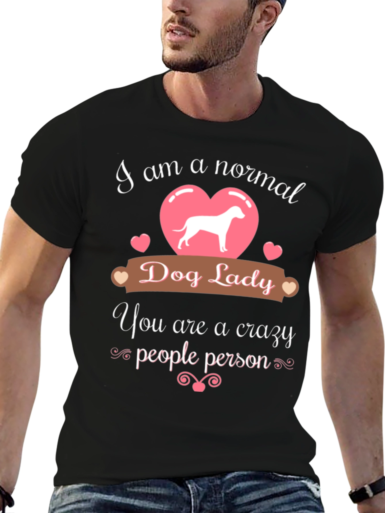 Black Normal Dog Lady - Crazy People Person T-Shirt view 6